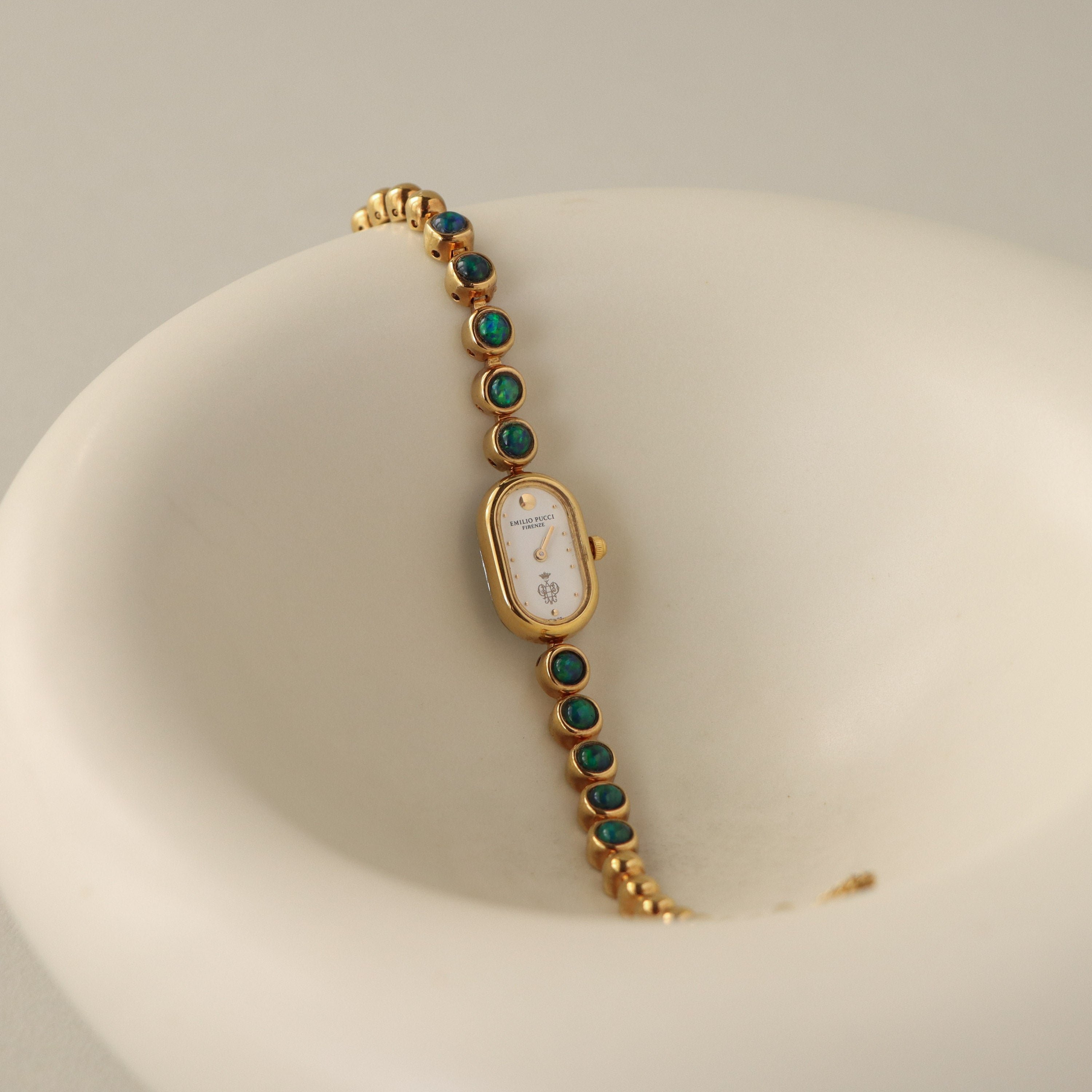 Vintage Emilio Pucci Swiss Green Opal Gold Watch