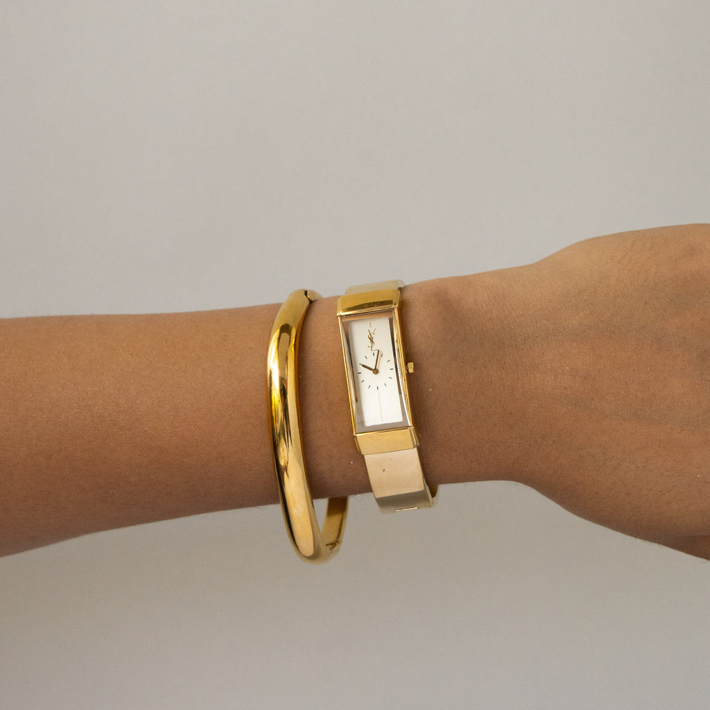 Vintage YSL Slim Rectangular Gold Watch