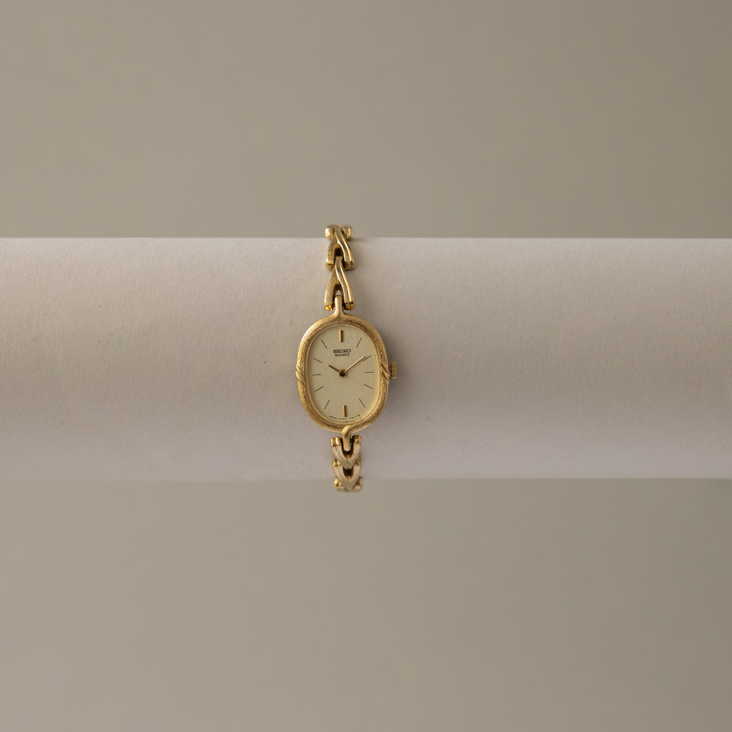 Vintage Seiko Oval Slim Link Gold Watch