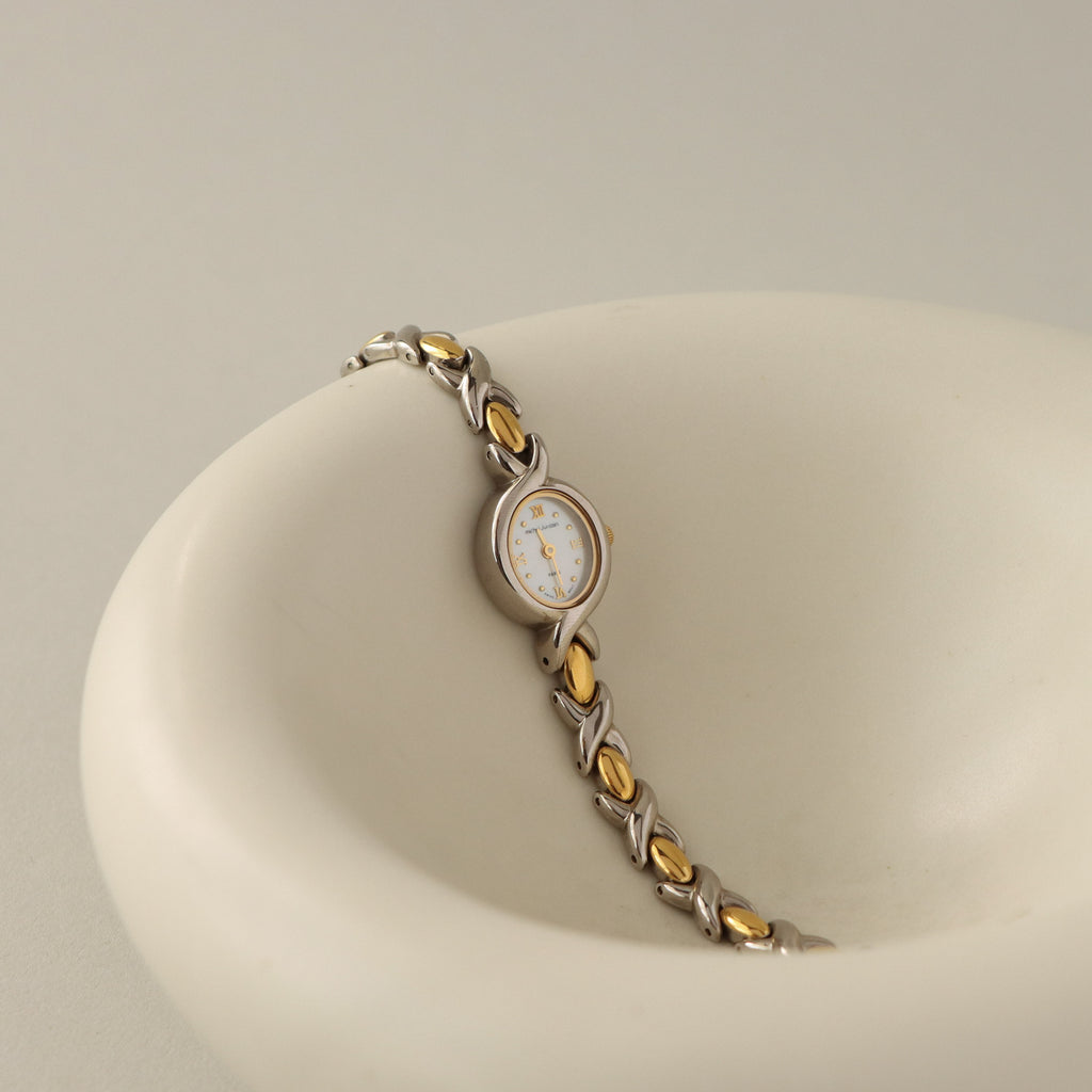 Vintage Michel Jurdain Swiss Oval Two Tone Watch