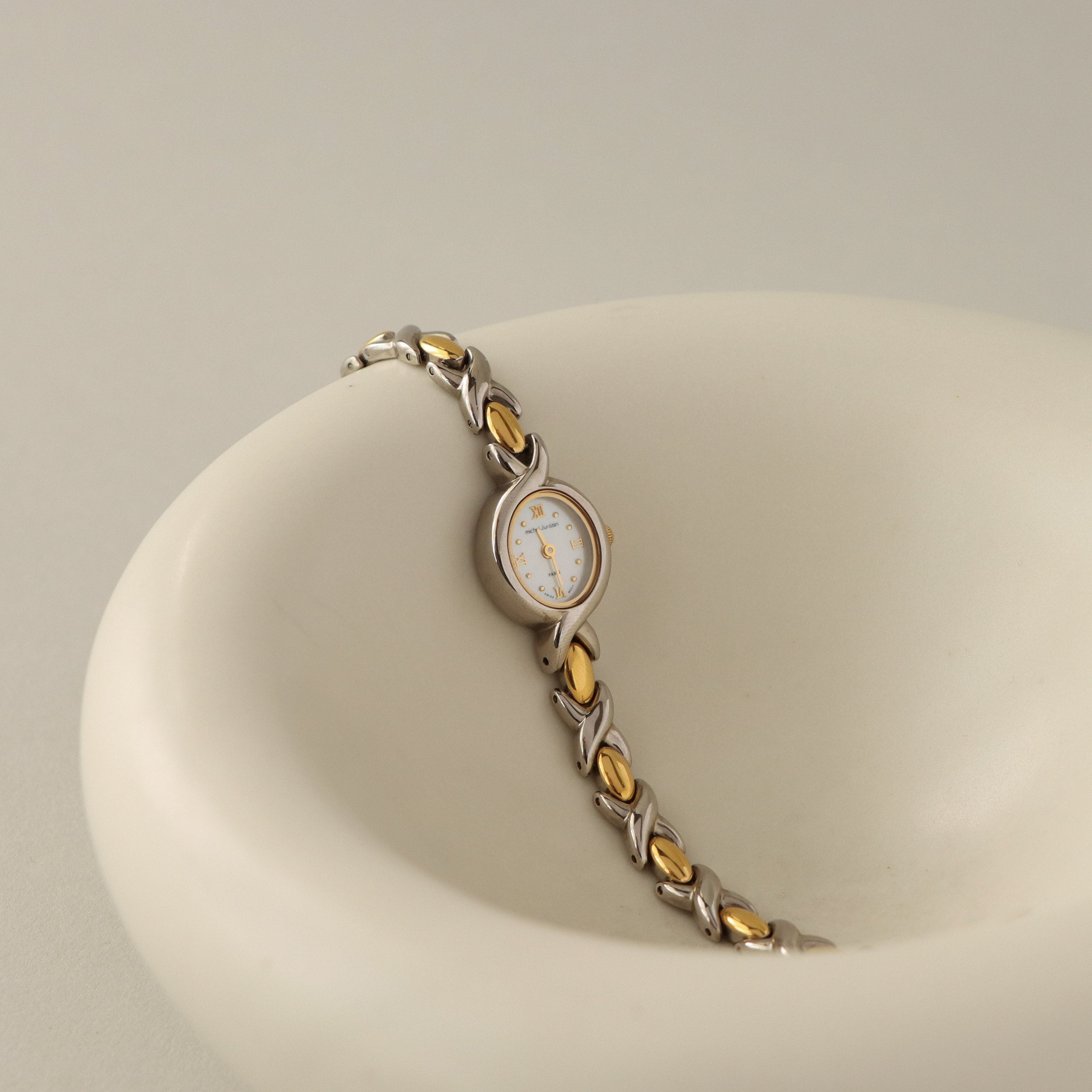 Vintage Michel Jurdain Swiss Oval Two Tone Watch