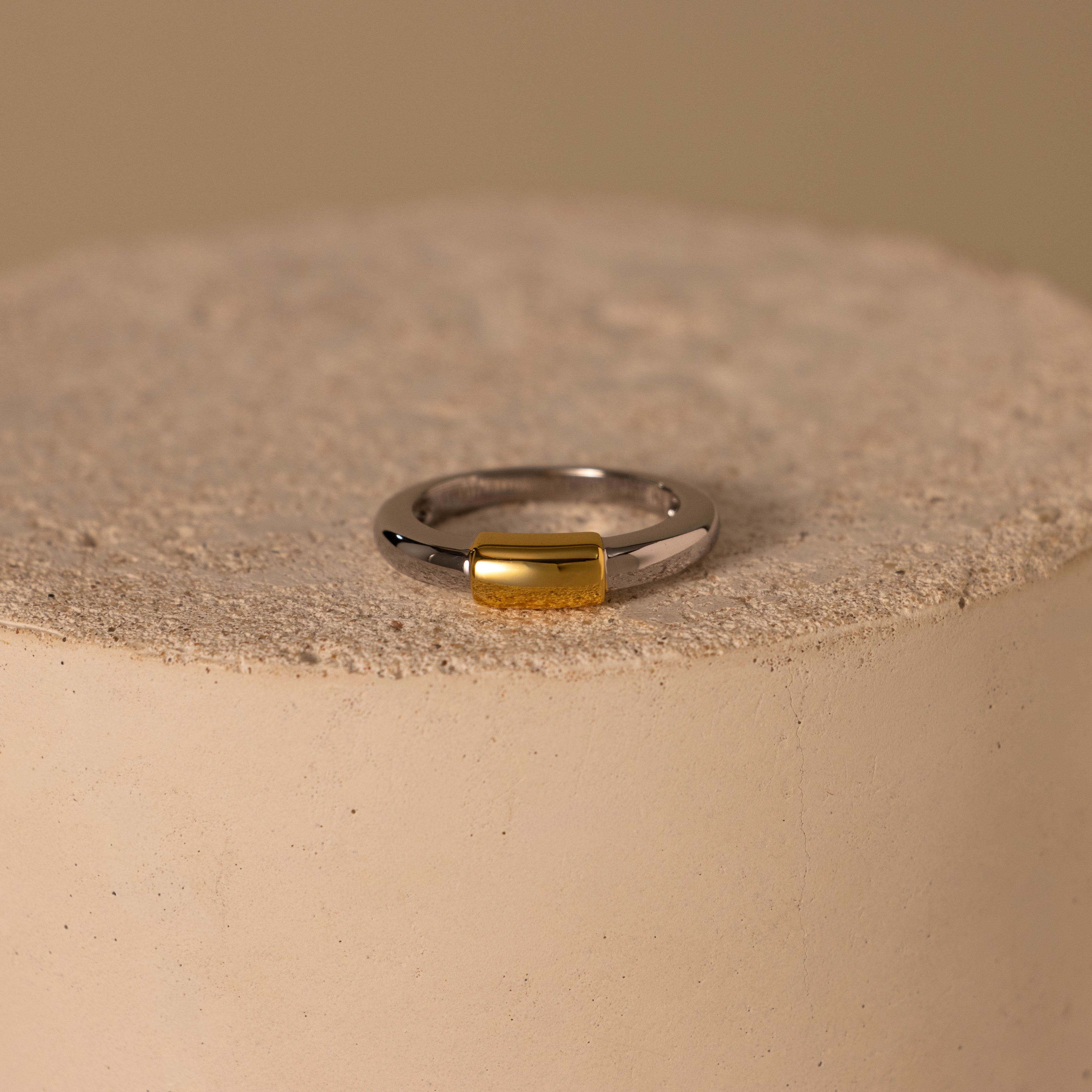 Mixed Metal Bar Ring