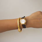Vintage Bucherer Swiss Brown Strap Gold Watch