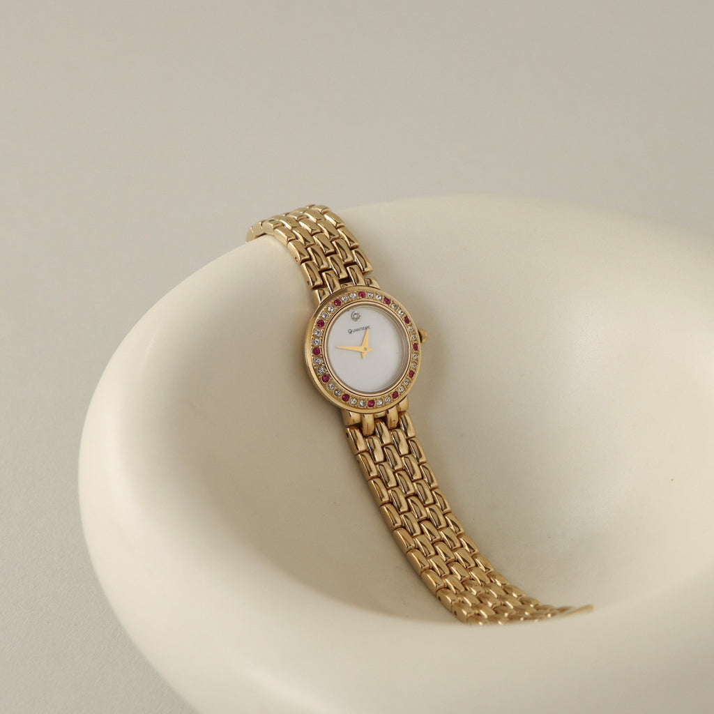 Vintage Quantieme Ruby Gold Watch