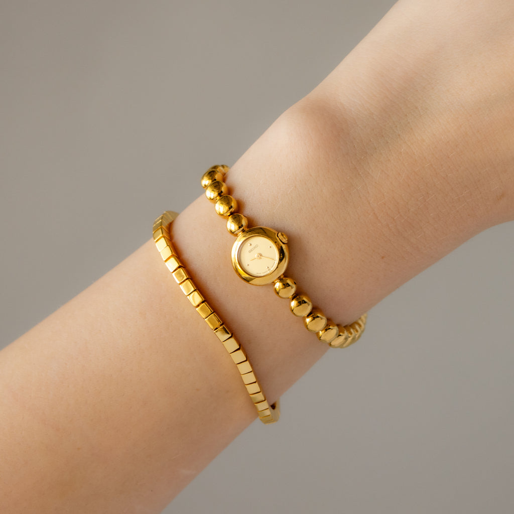 Vintage Seiko Dainty Ball Beaded Gold Watch