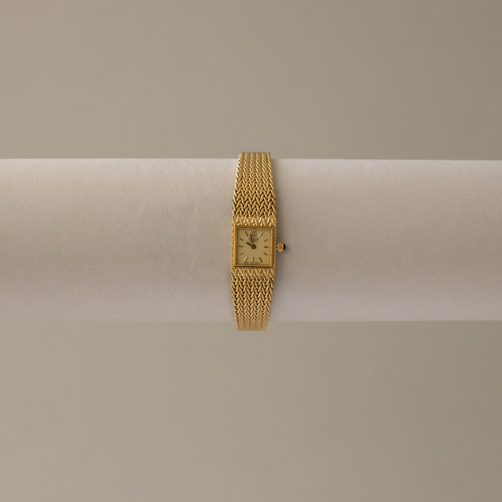 Vintage Citizen Square Mesh Gold Watch