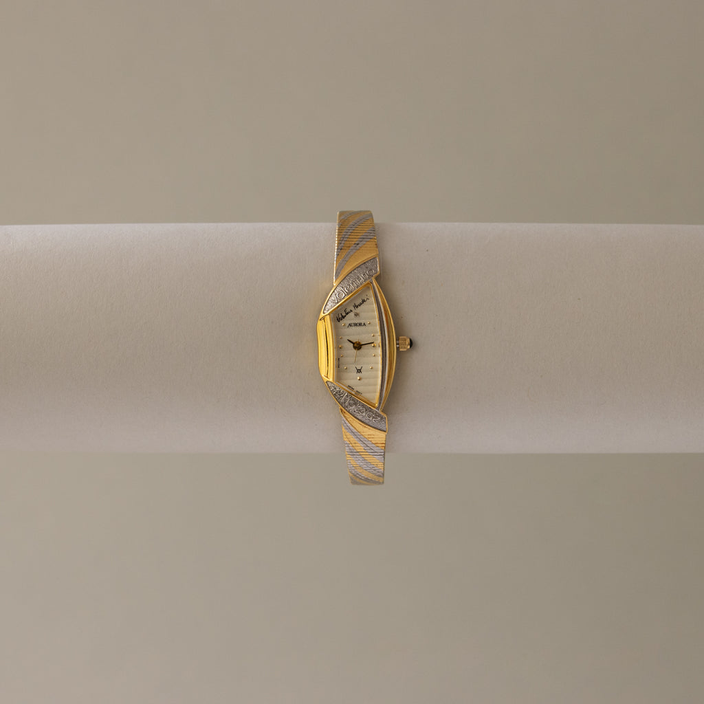 Vintage Valentino Moradei Swiss Ribbon Two Tone Watch