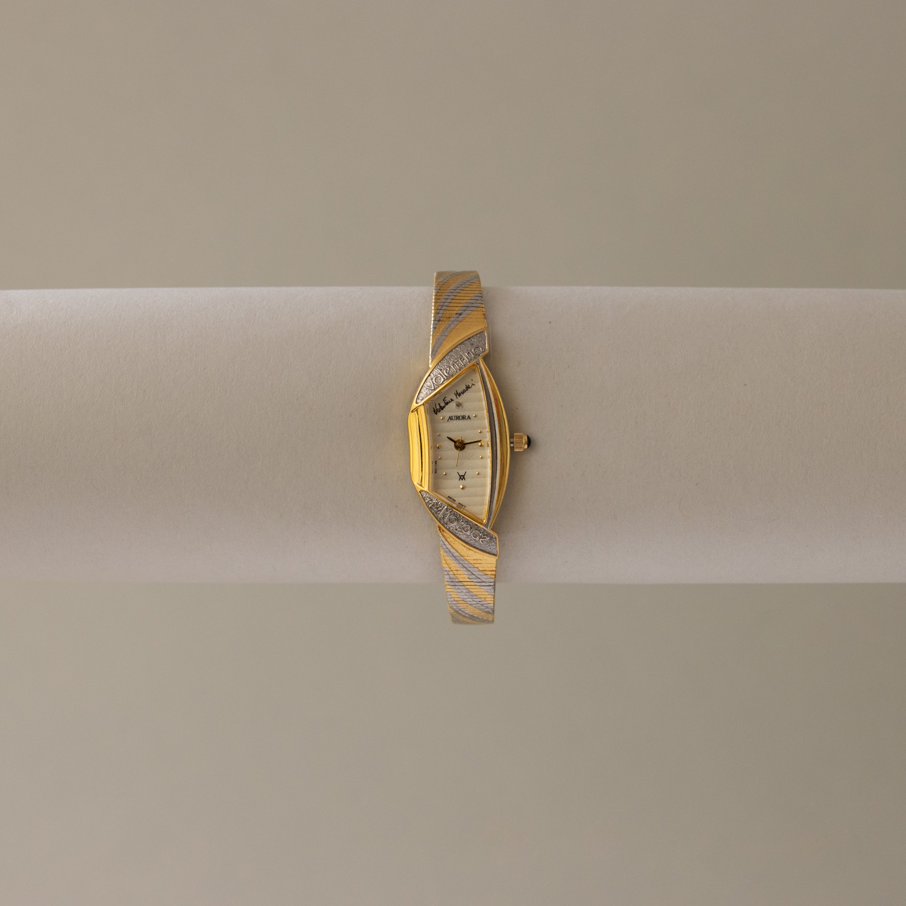 Vintage Valentino Moradei Swiss Ribbon Two Tone Watch