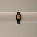 Vintage Rado Rectangular Black Strap Gold Watch