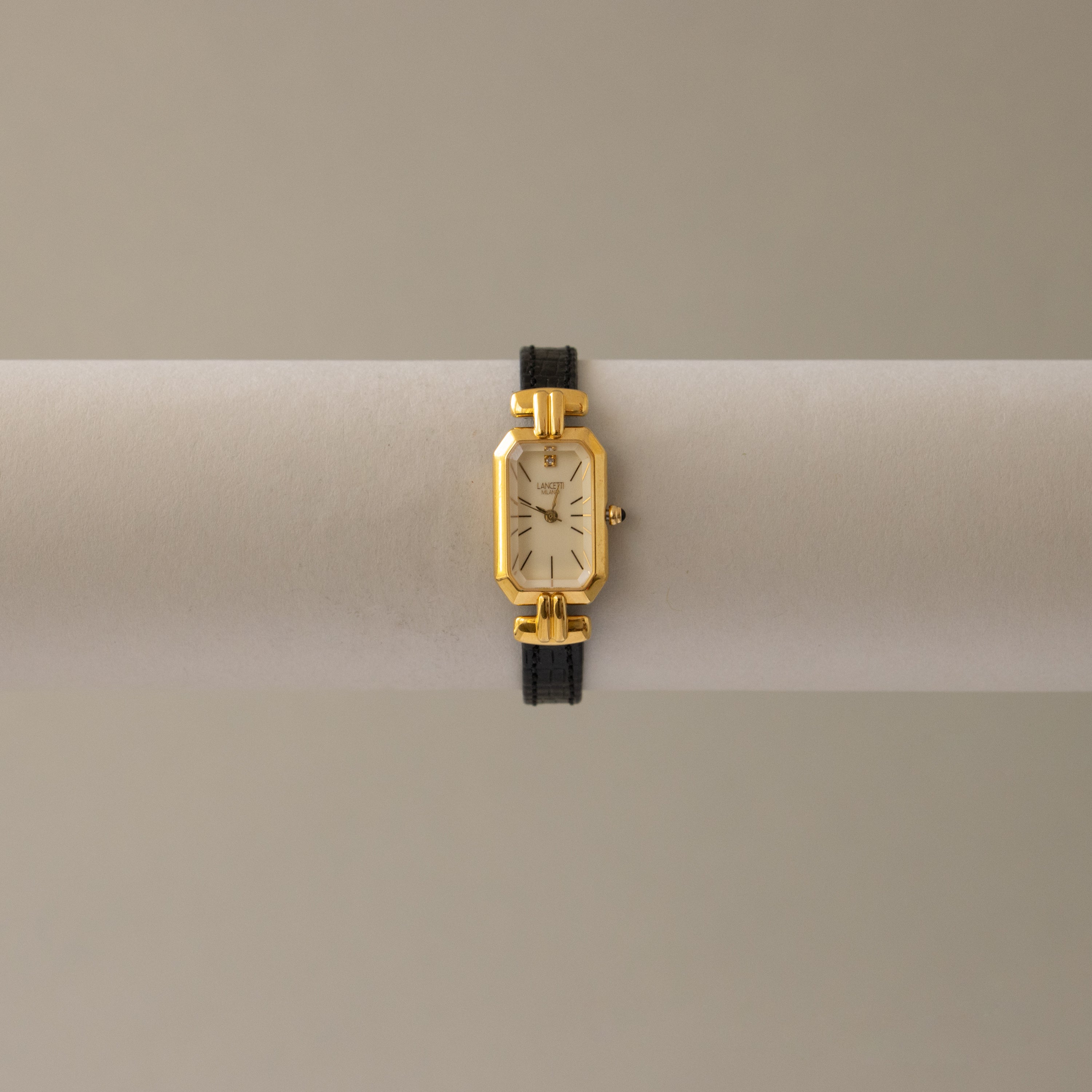 Vintage Lancetti Rectangular Gold Watch