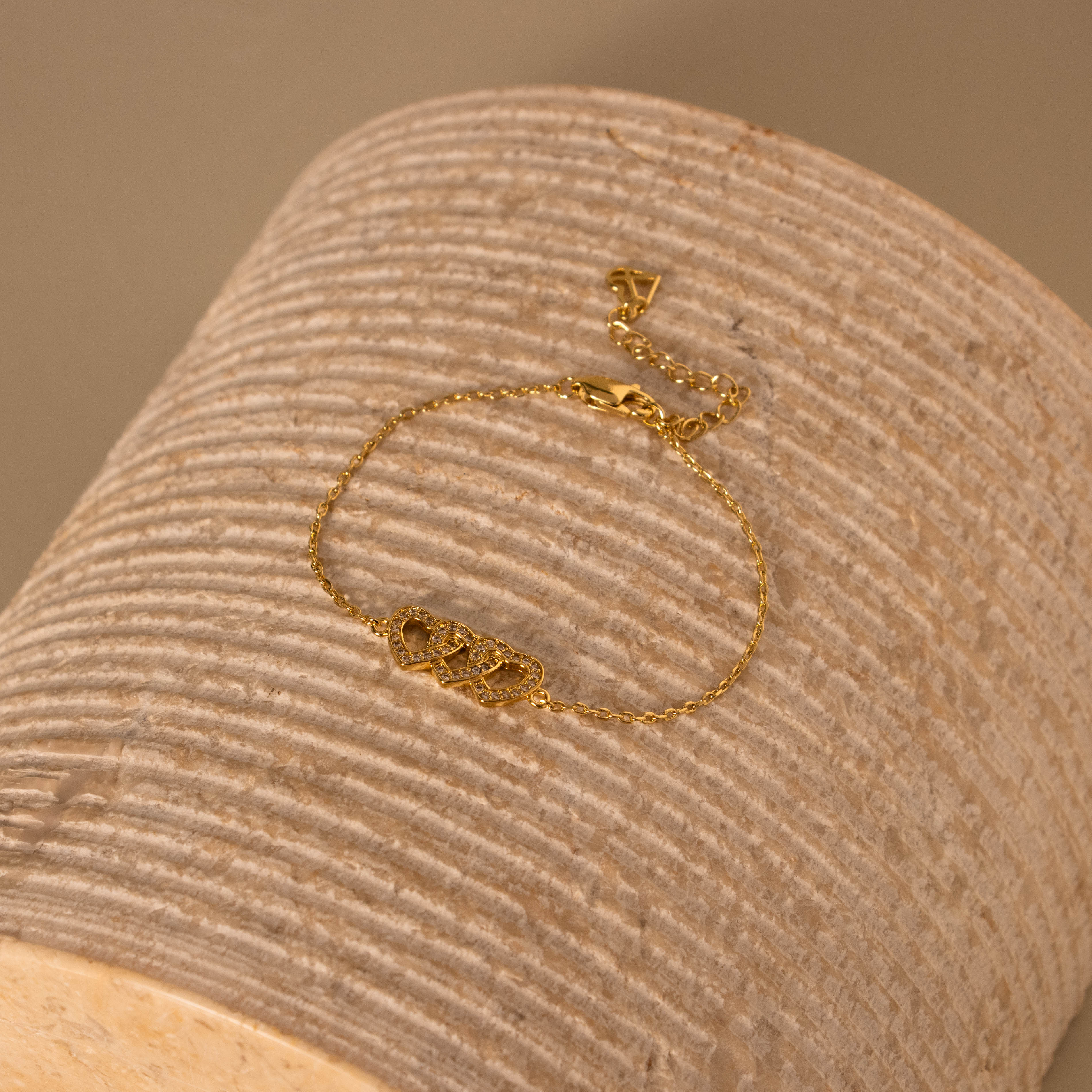 Triple Pave Heart Link Bracelet