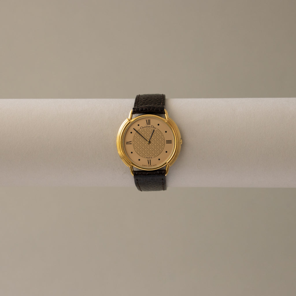 Vintage Christian Dior Swiss Monogram Gold Watch