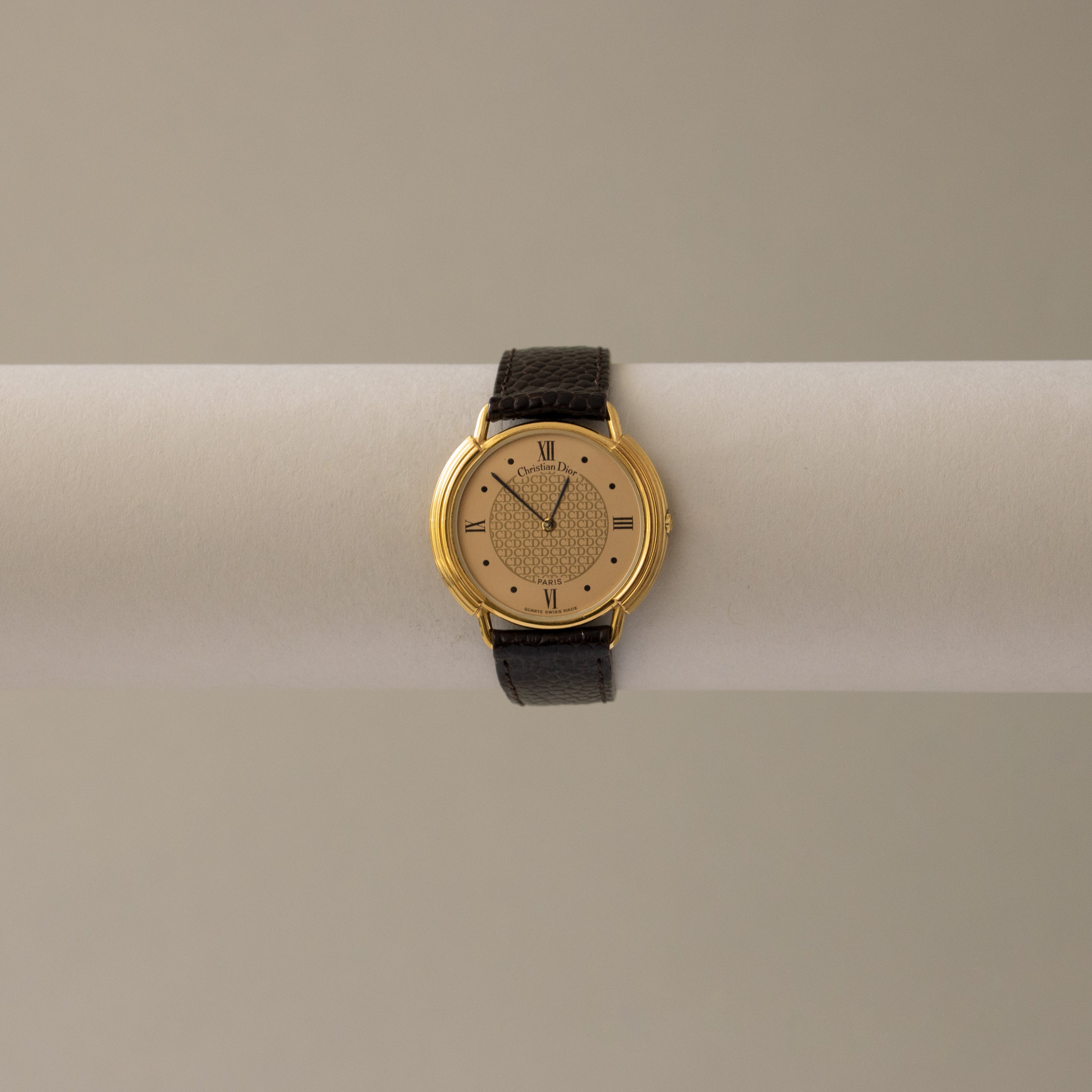Vintage Christian Dior Swiss Monogram Gold Watch