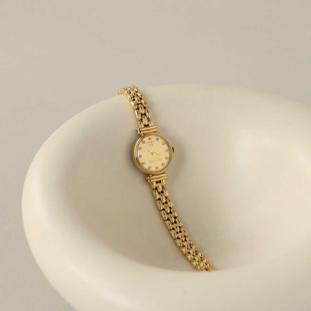 Vintage Hanae Mori Round Gold Watch