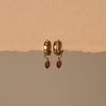 Marquise Garnet Drop Huggies