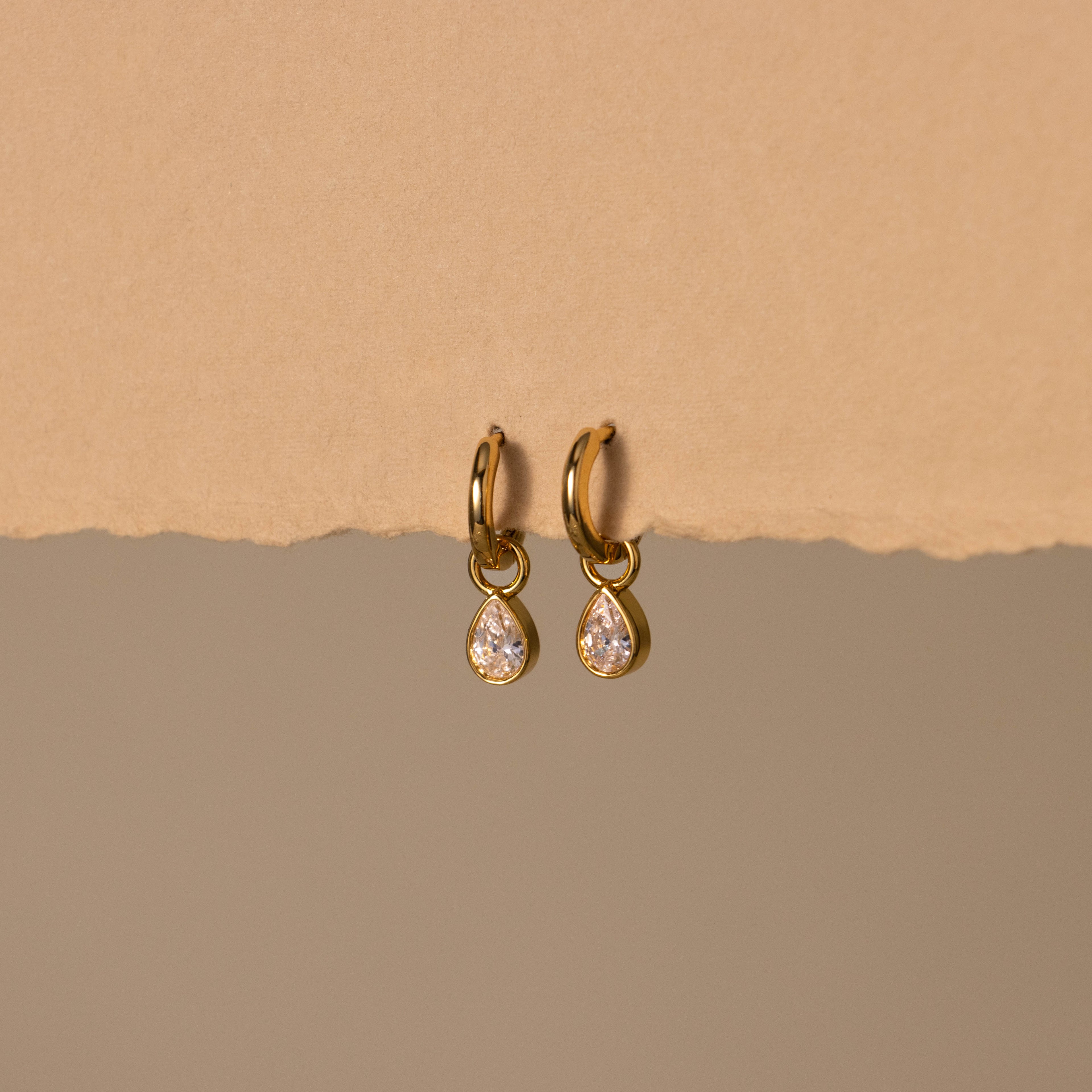 Pear Diamond Dangle Huggies