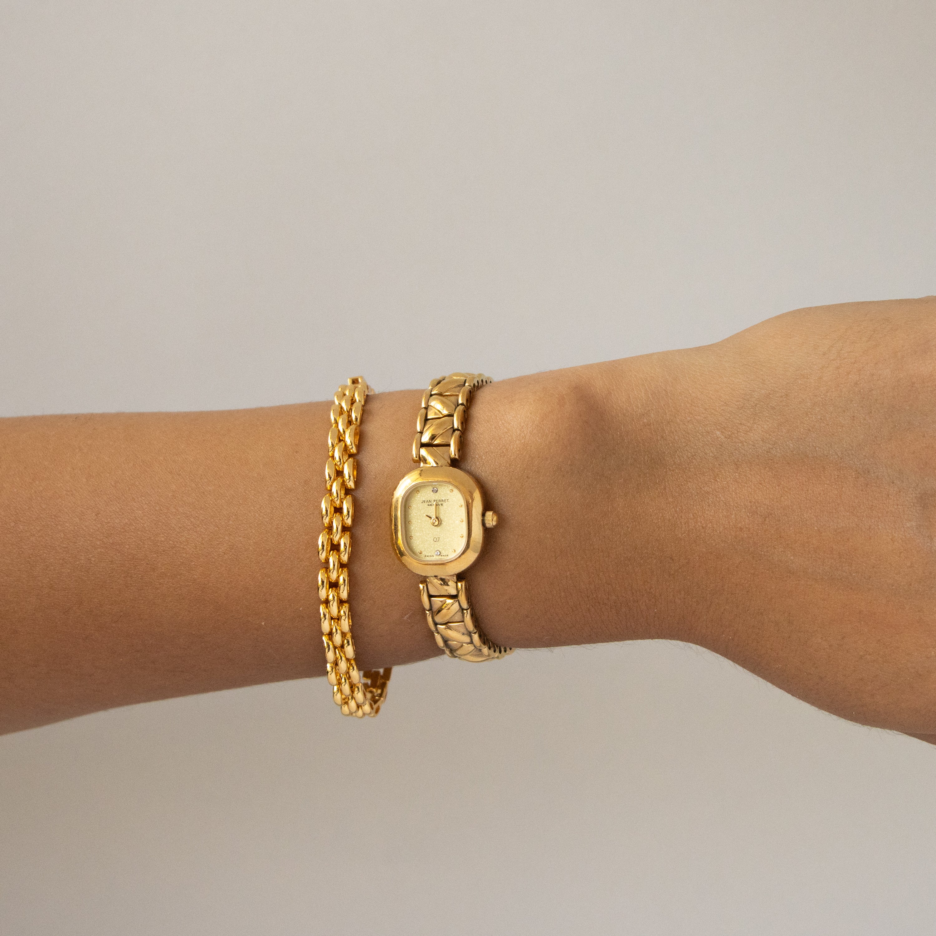 Vintage Jean Perret Swiss Square Gold Watch