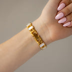 Vintage Vexcel Rectangular Pearl Gold Watch