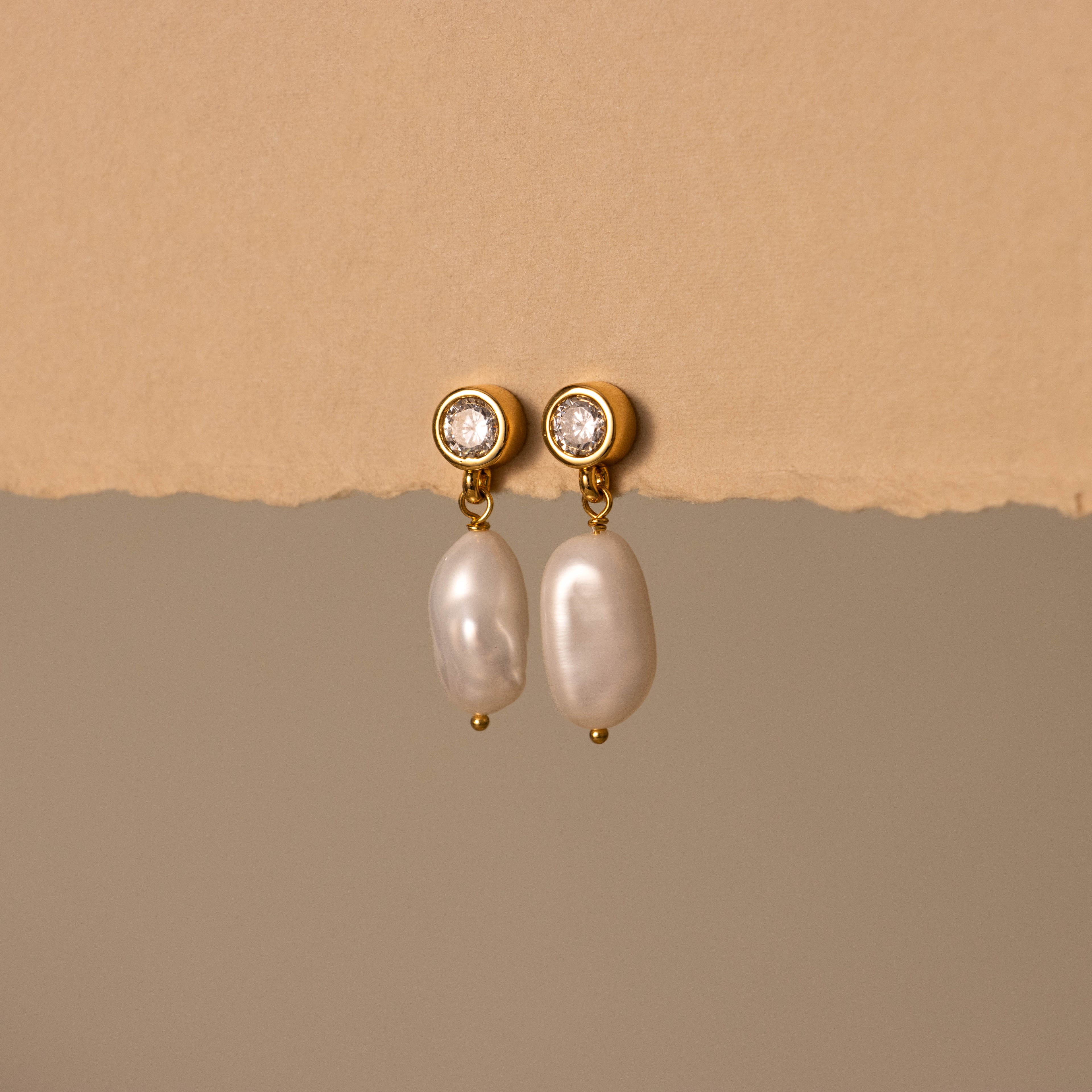 Baroque Pearl & Diamond Drop Studs