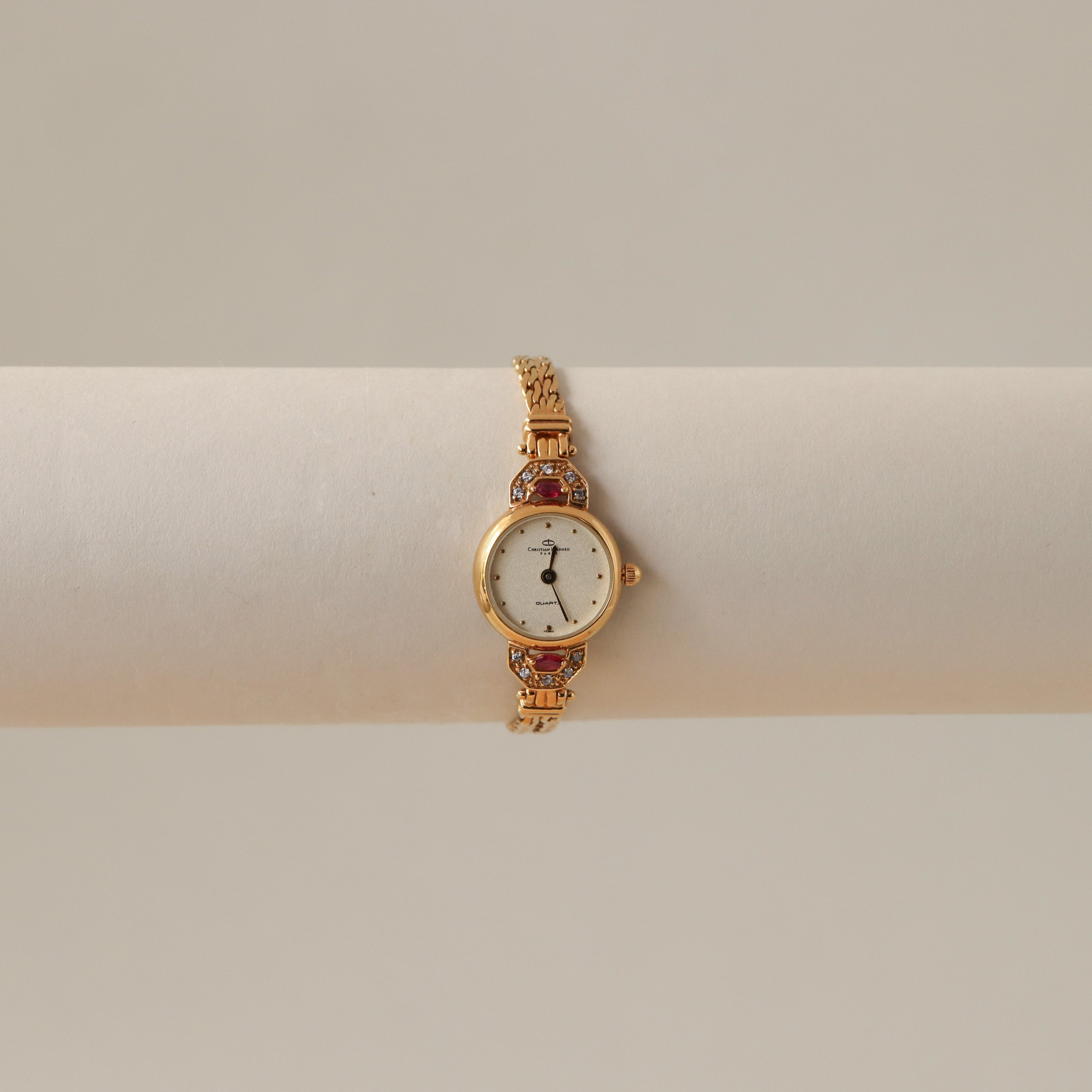 Vintage Christian Bernard Ruby Gold Watch