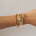 Vintage Leonard Swiss Midnight Pave Gold Watch