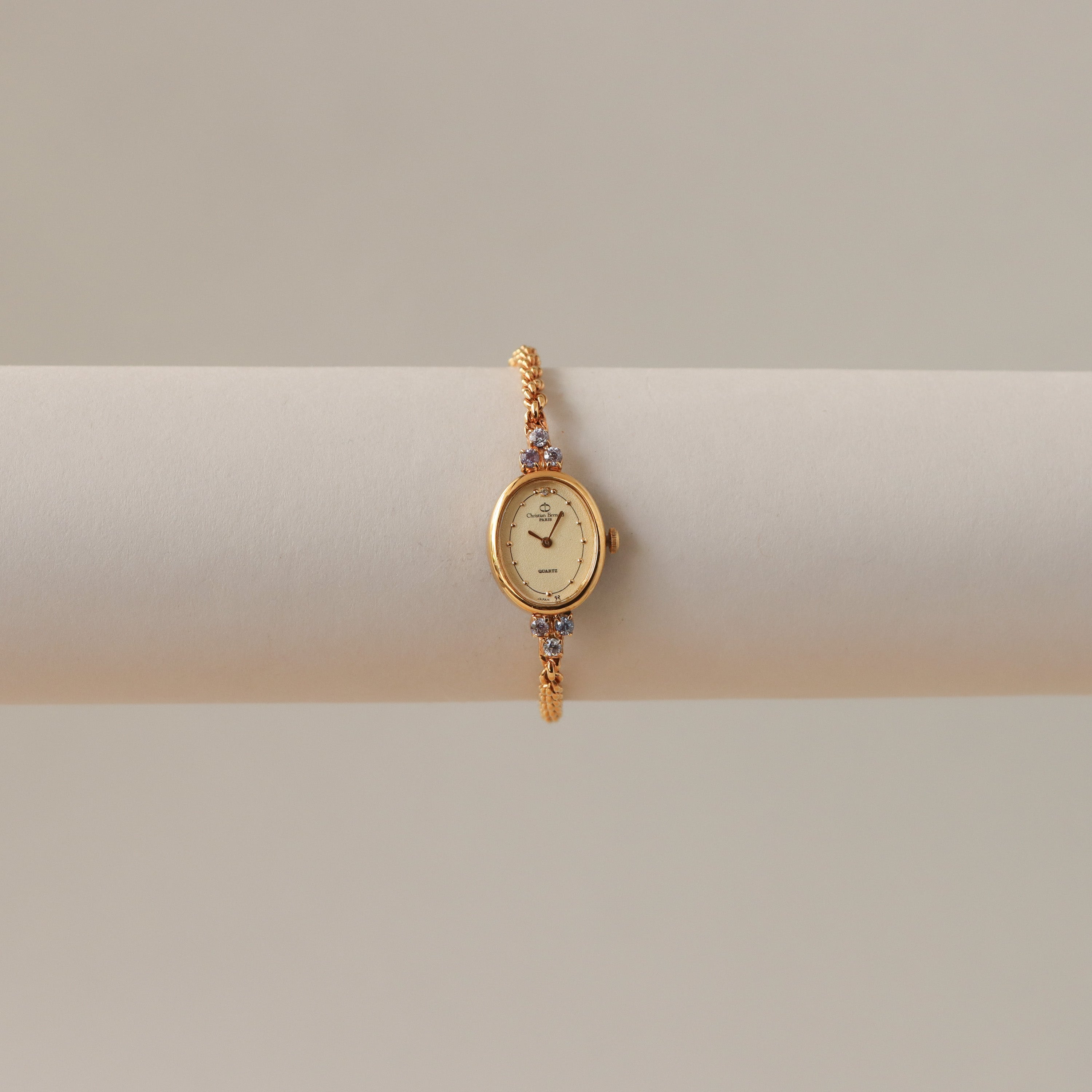 Vintage Christian Bernard Aquamarine Gold Watch