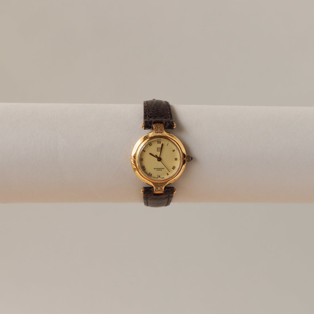 Vintage Givenchy Swiss 4G Round Gold Watch