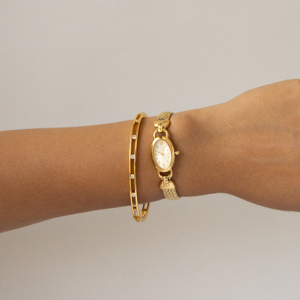 Vintage Mila Schon Oval Mesh Gold Watch