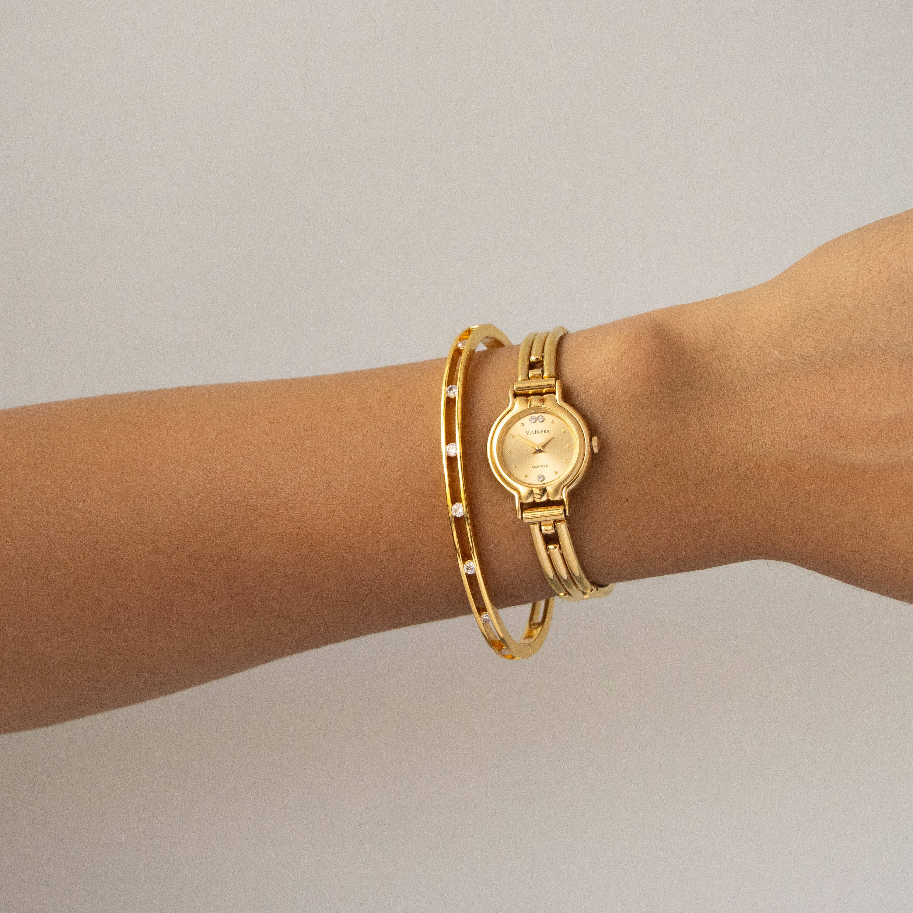 Vintage Via Brera Round Gold Watch