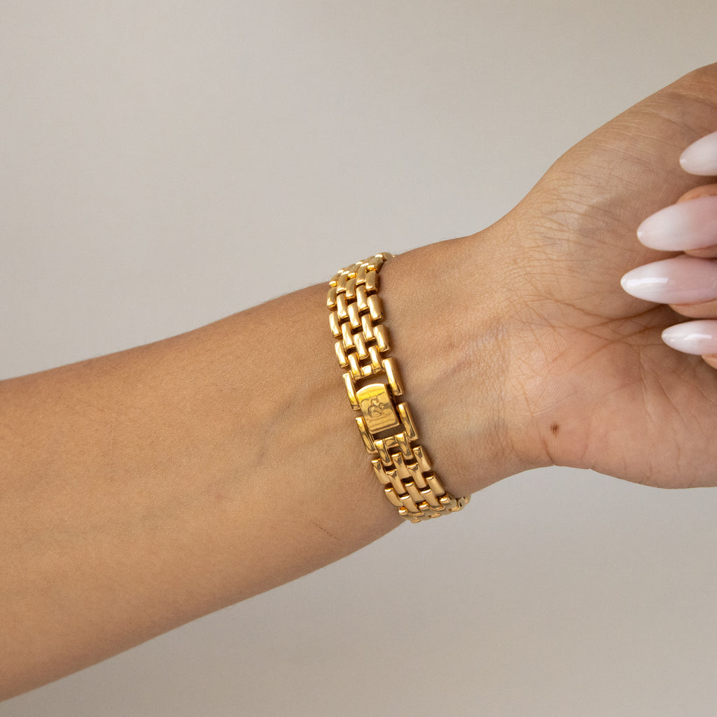 Vintage Pinky & Dianne Checkered Gold Watch
