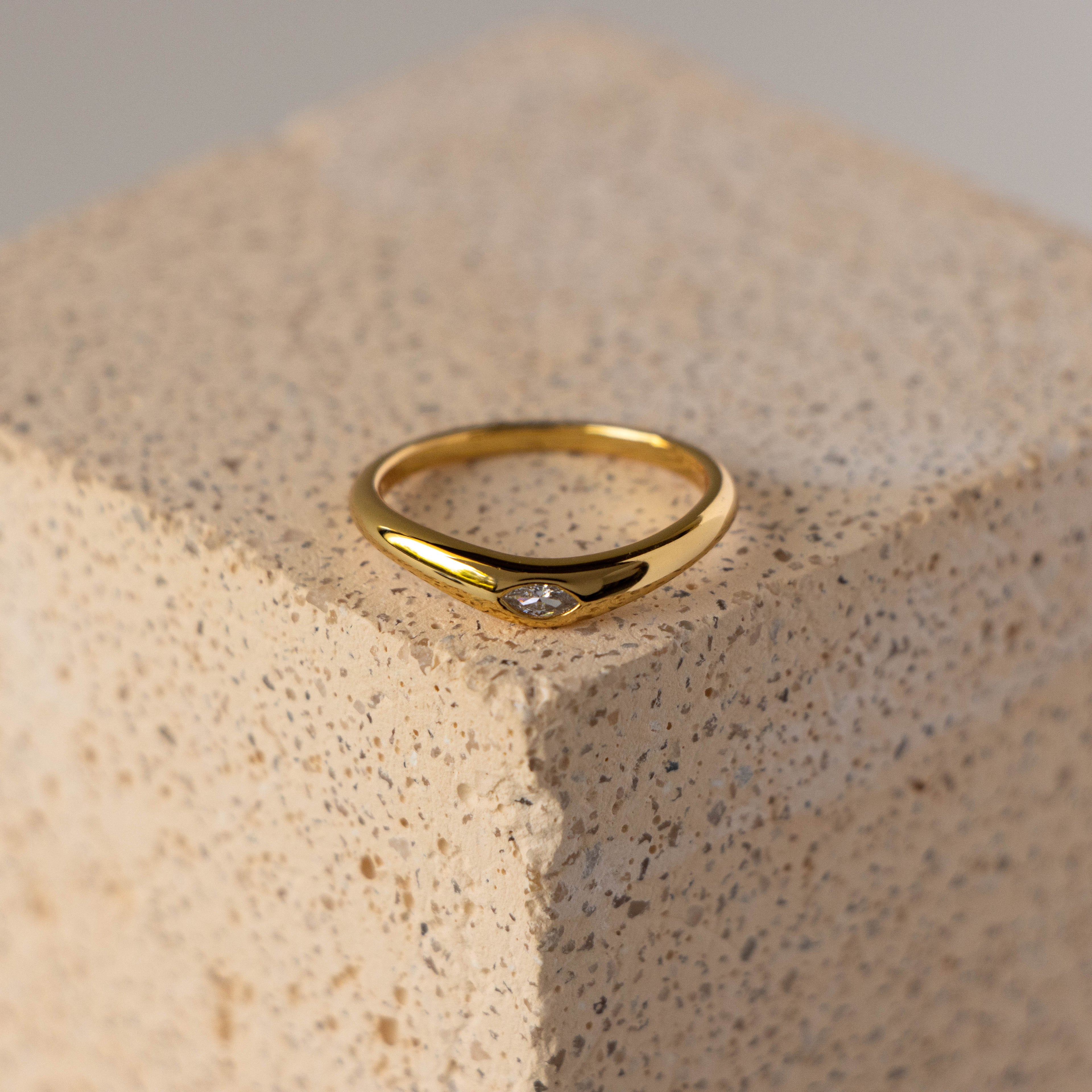 Diamond Marquise Curve Ring