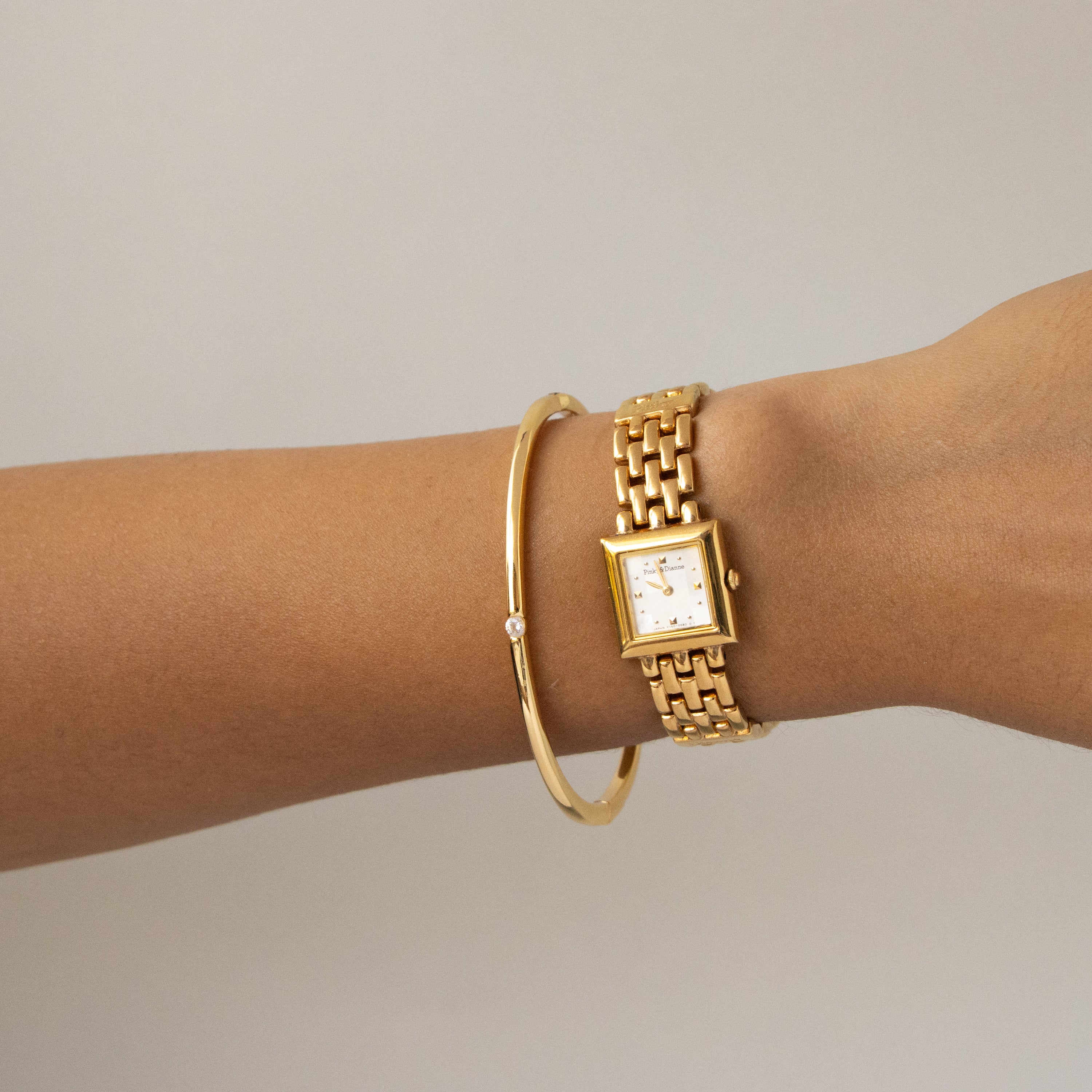 Vintage Pinky & Dianne Checkered Gold Watch
