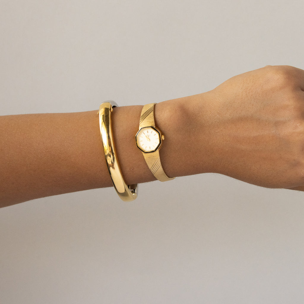 Vintage Citizen Octagonal Brushed Gold Watch