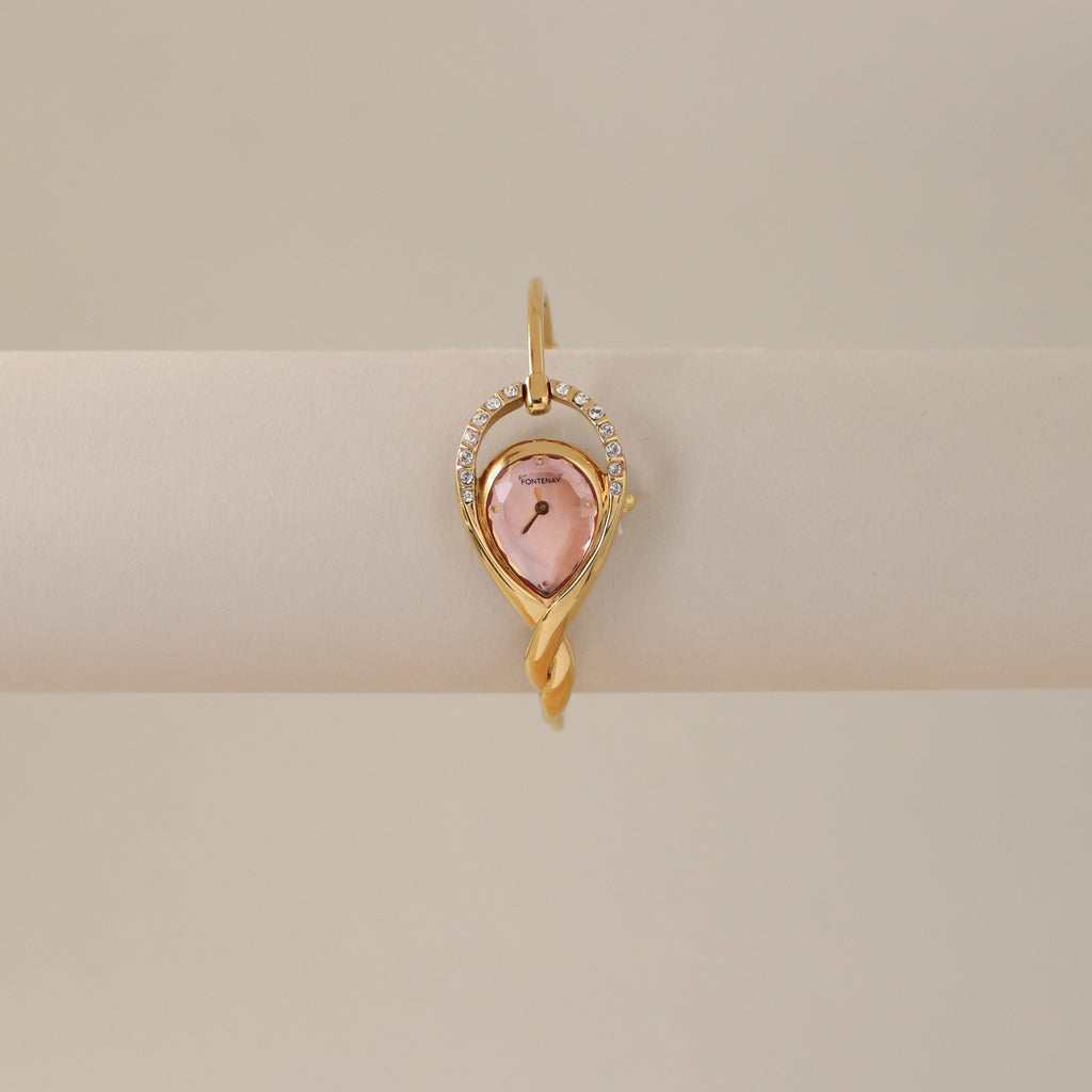 Vintage Fontenay Pave Teardrop Gold Watch