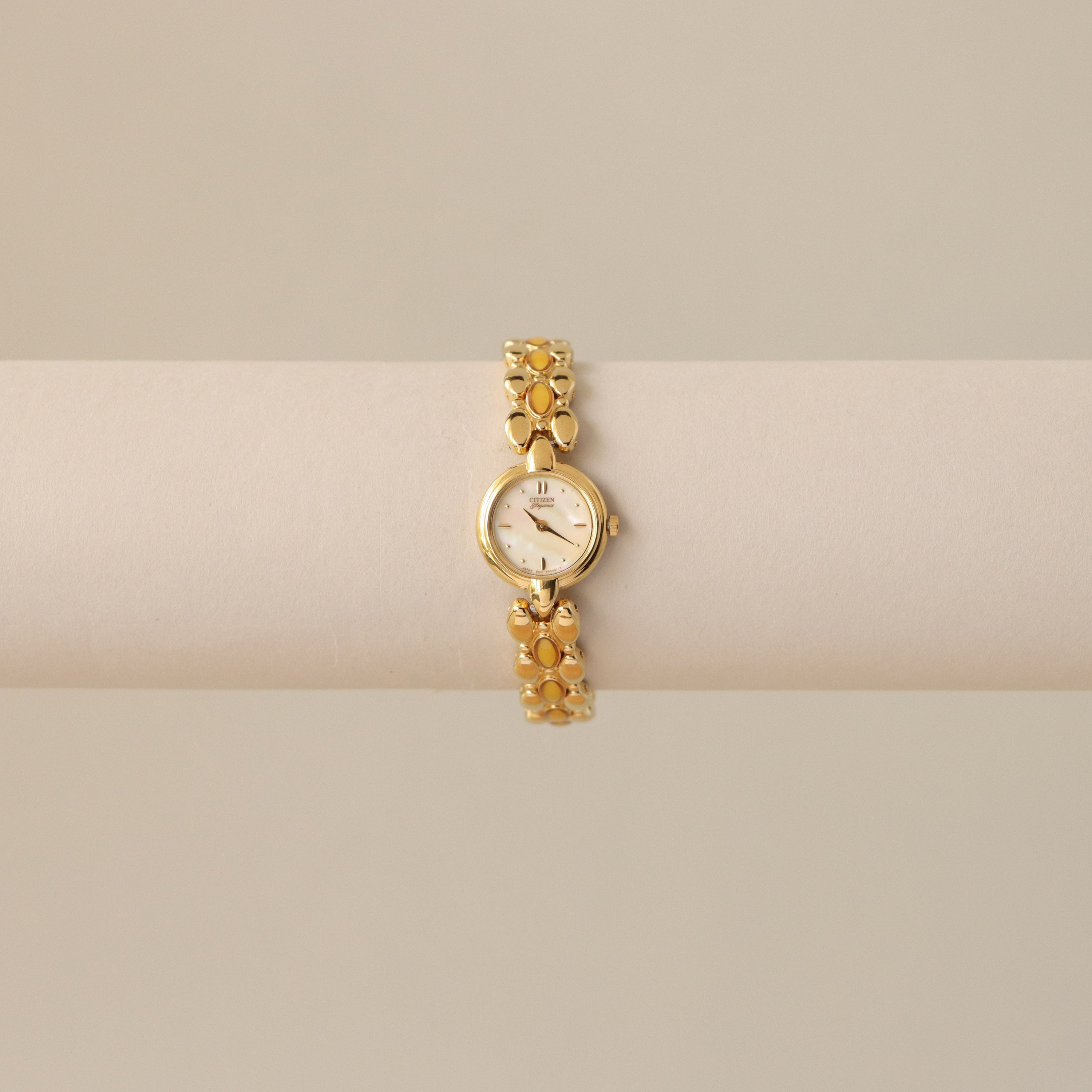 Rare Vintage Citizen Yellow Opal Gold Watch