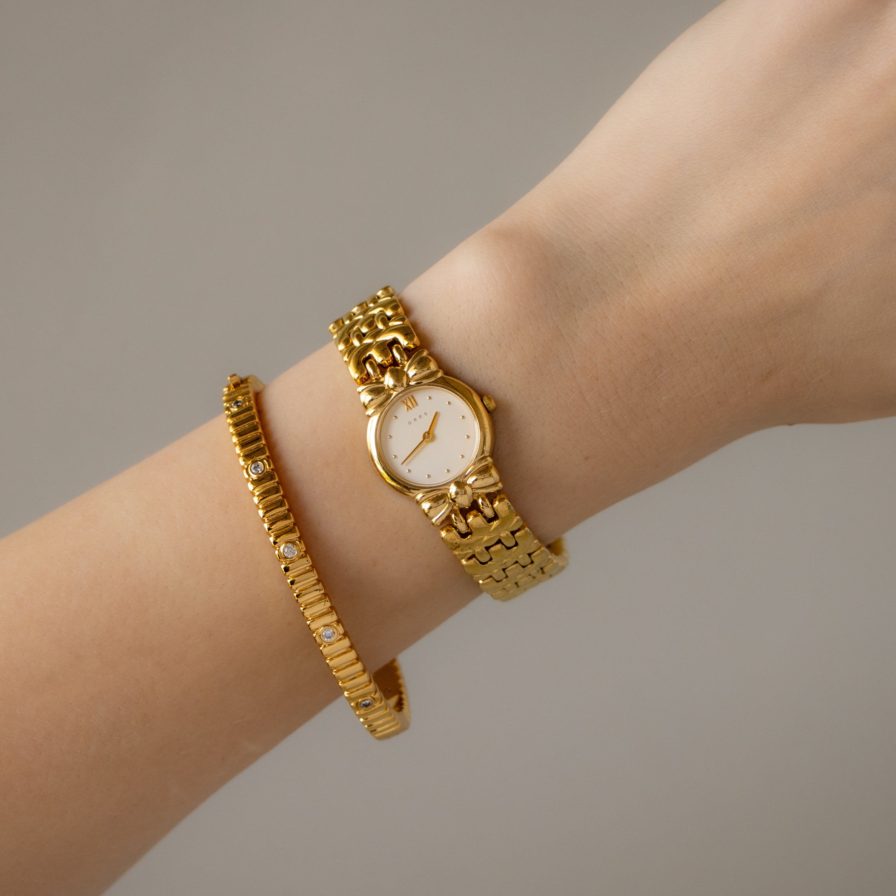 Vintage Gres Round Coquette Gold Watch