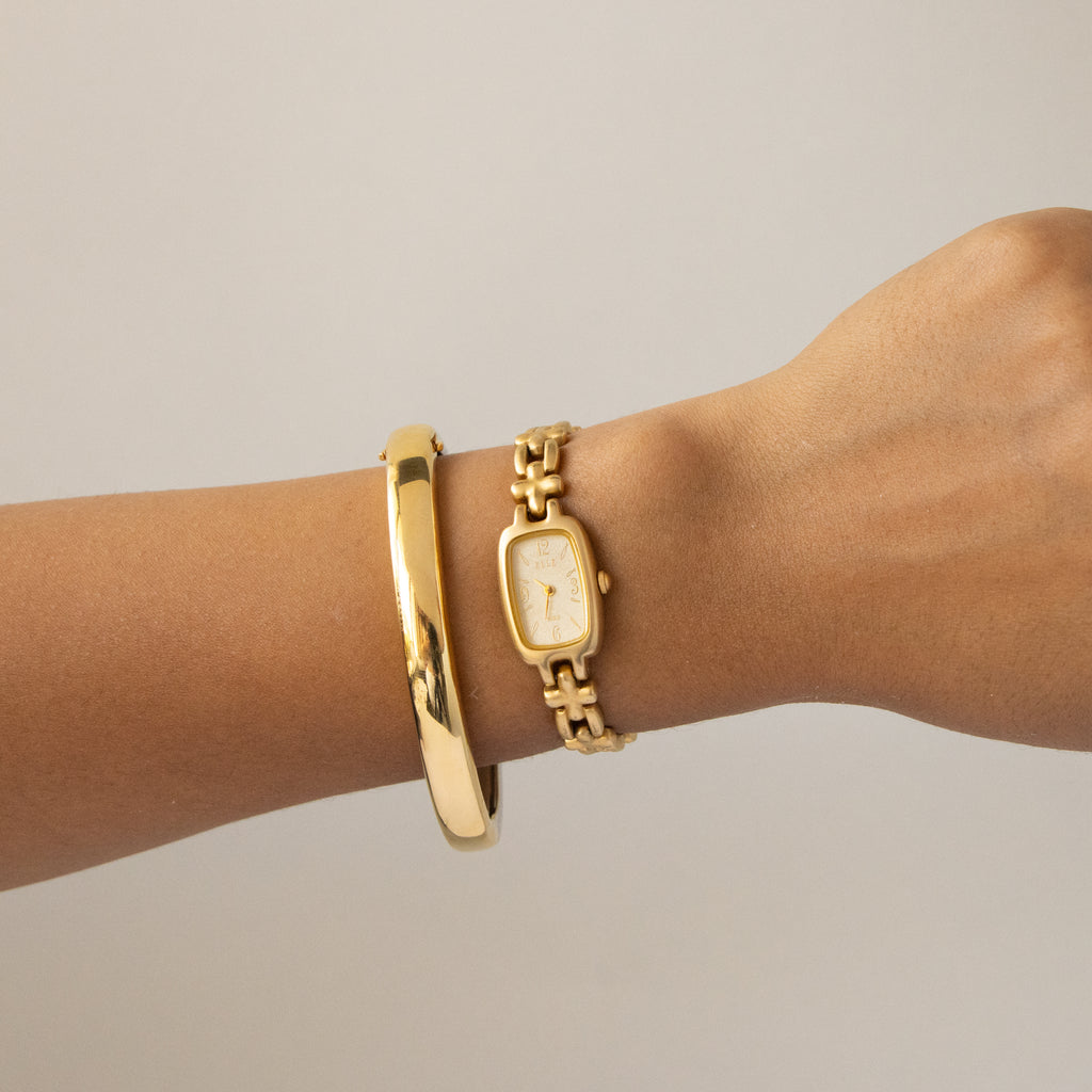 Vintage Elle Rectangular Gold Watch