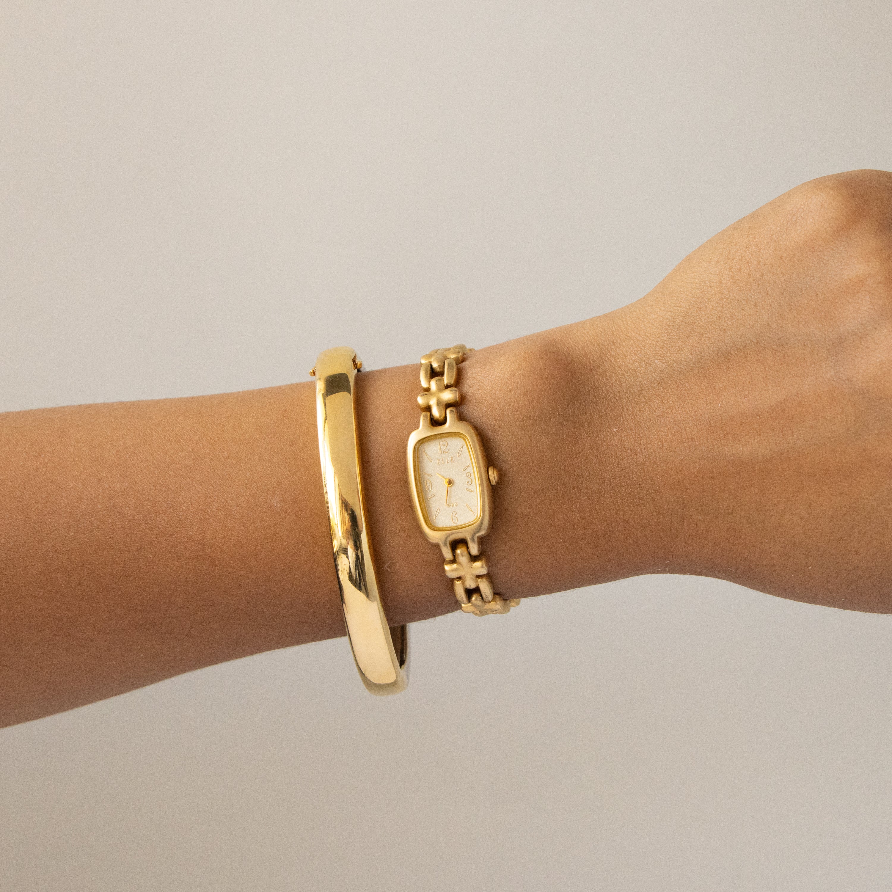 Vintage Elle Rectangular Gold Watch