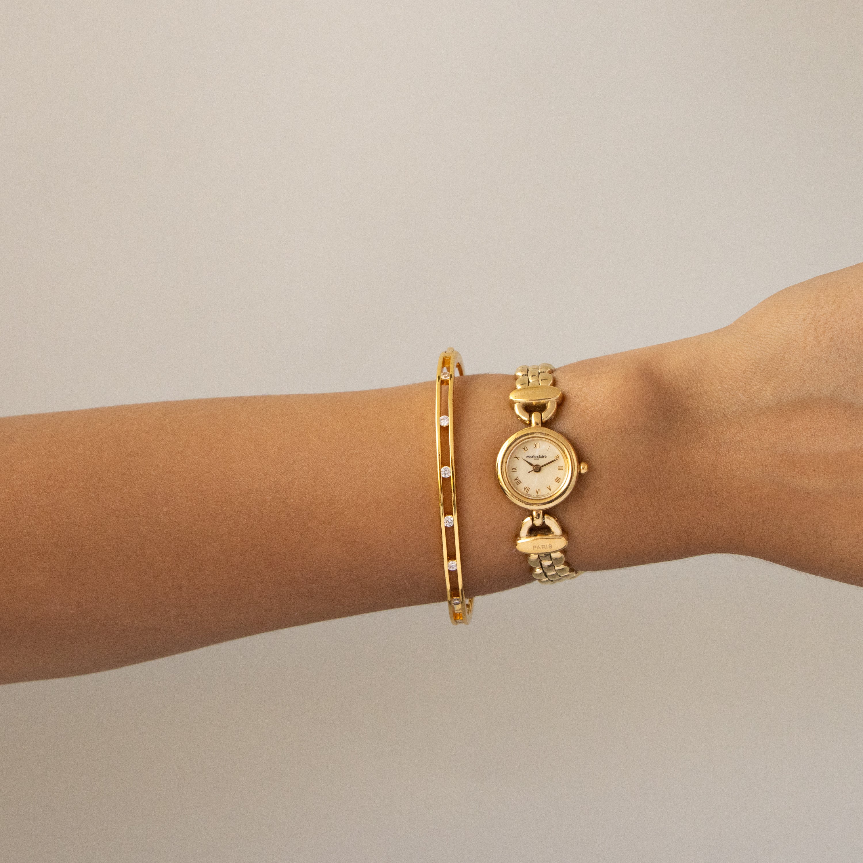 Vintage Marie Claire Round Link Gold Watch