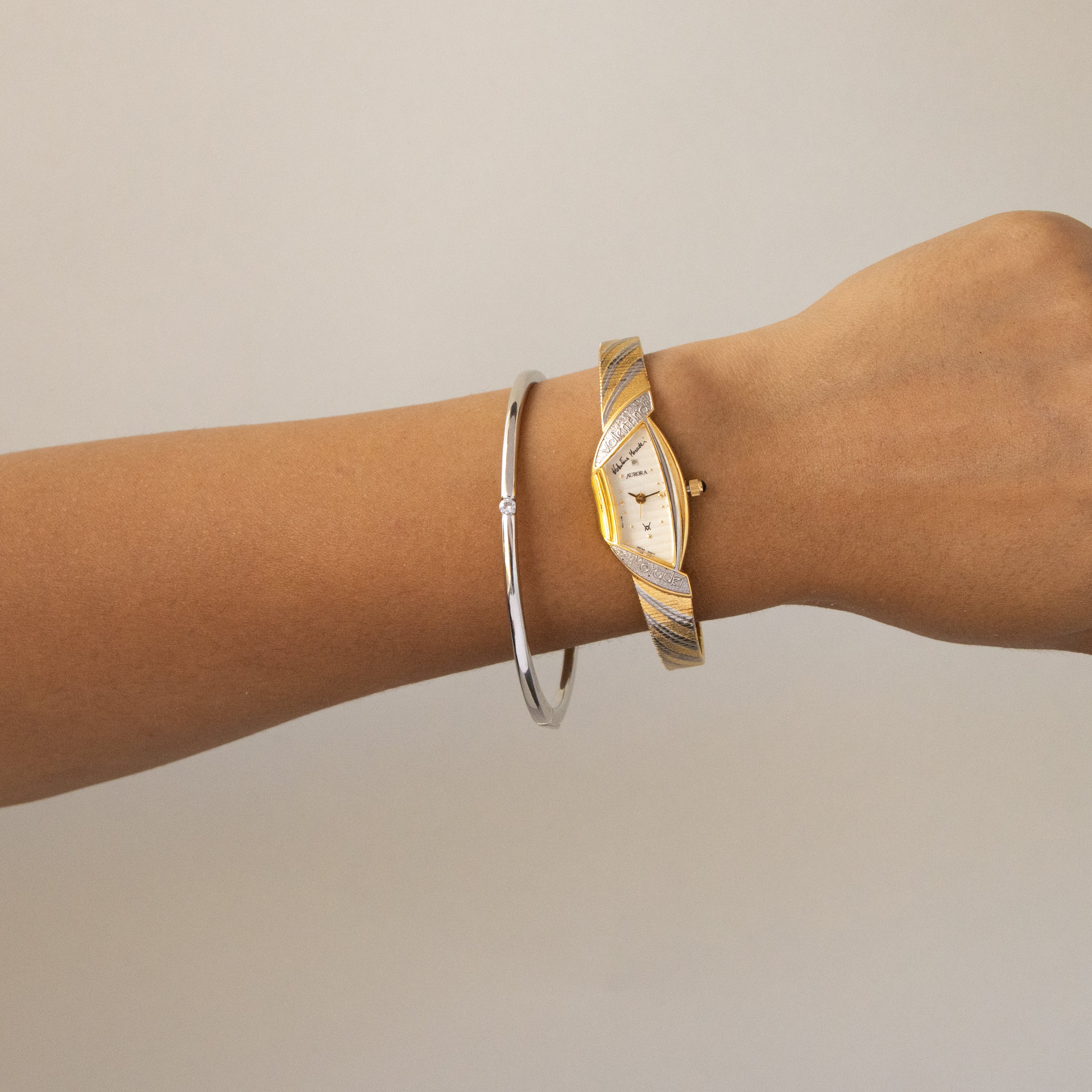 Vintage Valentino Moradei Swiss Ribbon Two Tone Watch