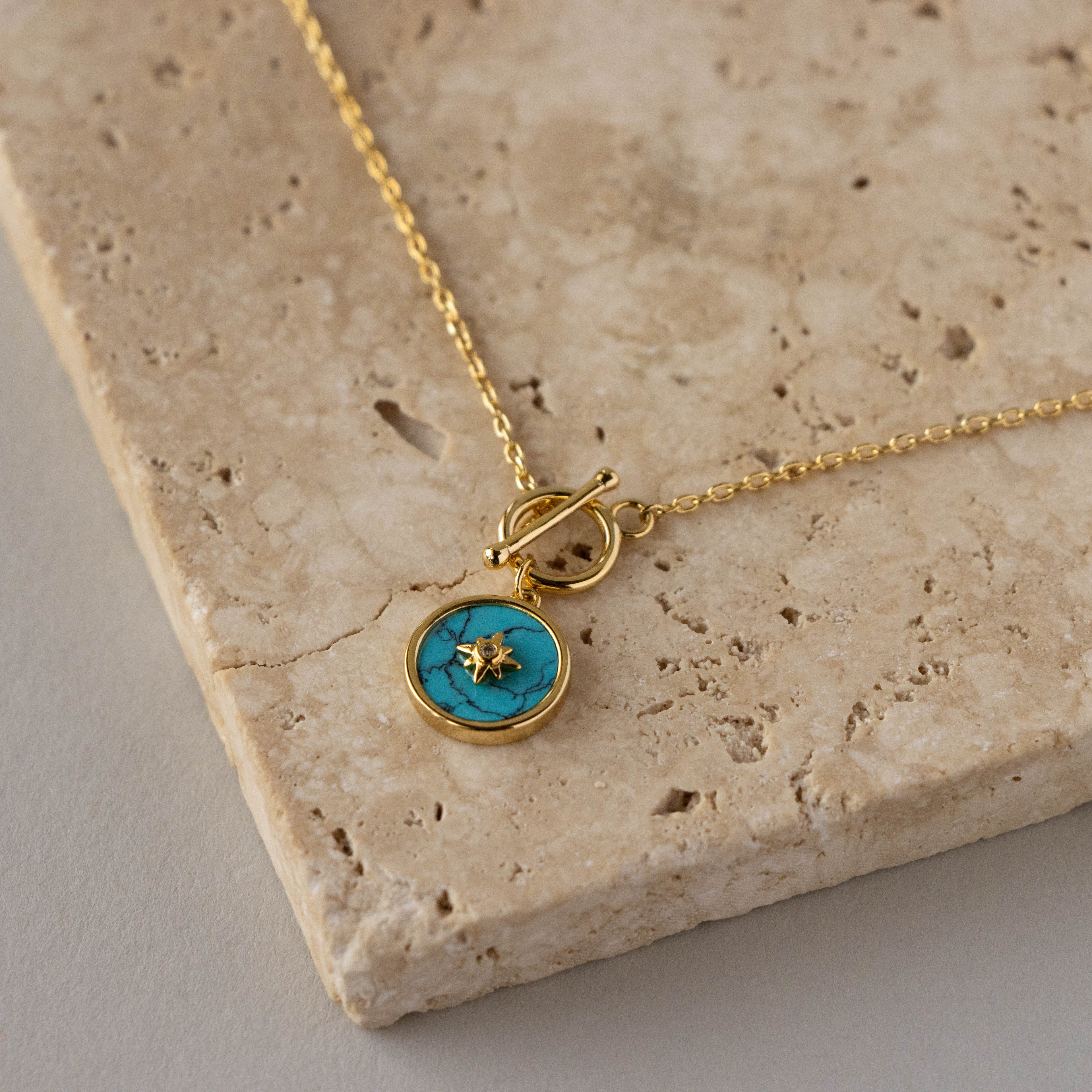 Celestial Turquoise Emblem Toggle Necklace