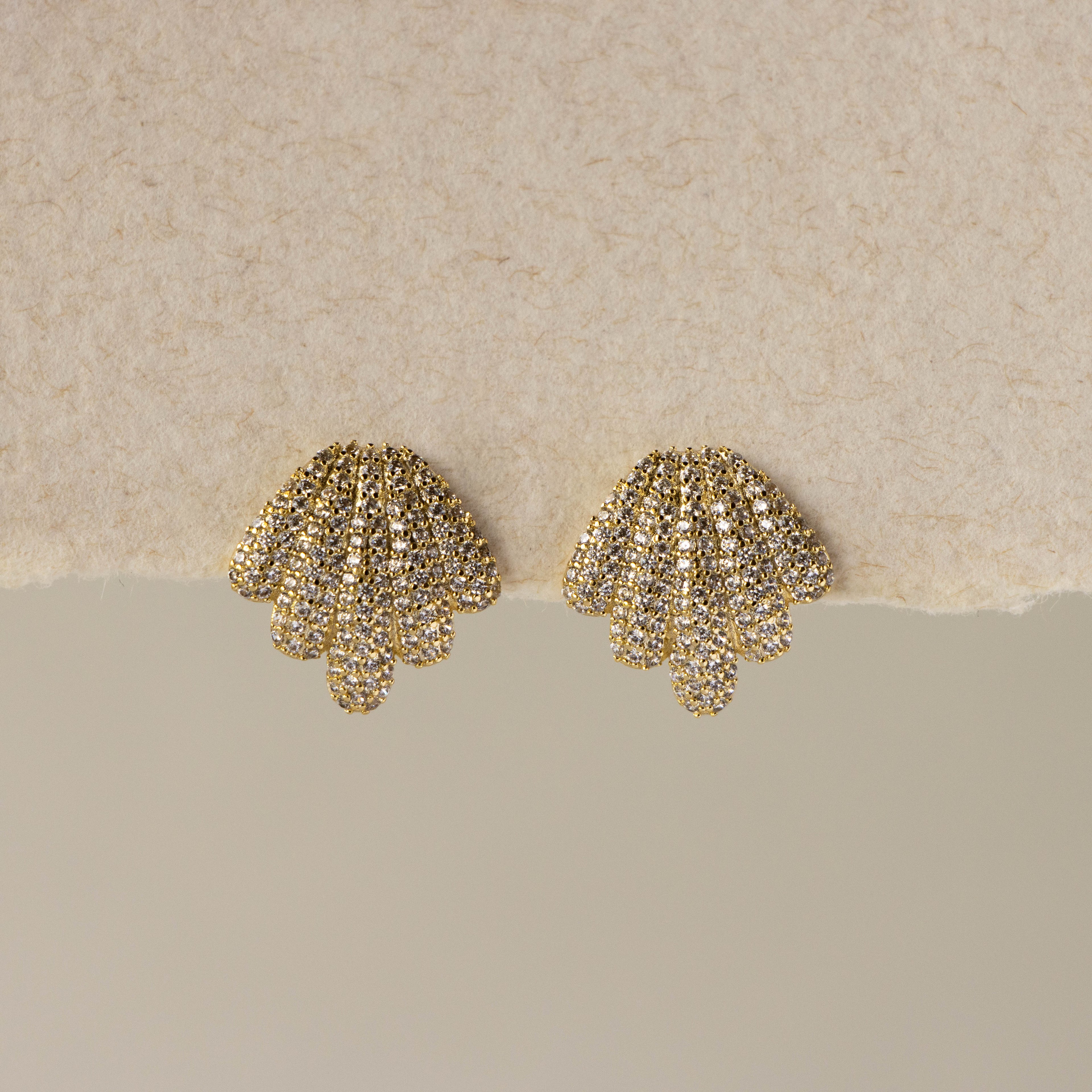 Art Deco Pave Seashell Studs