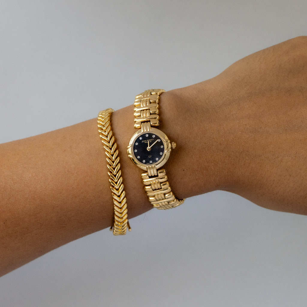Vintage Jean Perret Swiss Midnight Gold Watch