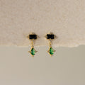 Vintage Onyx Emerald Drop Studs