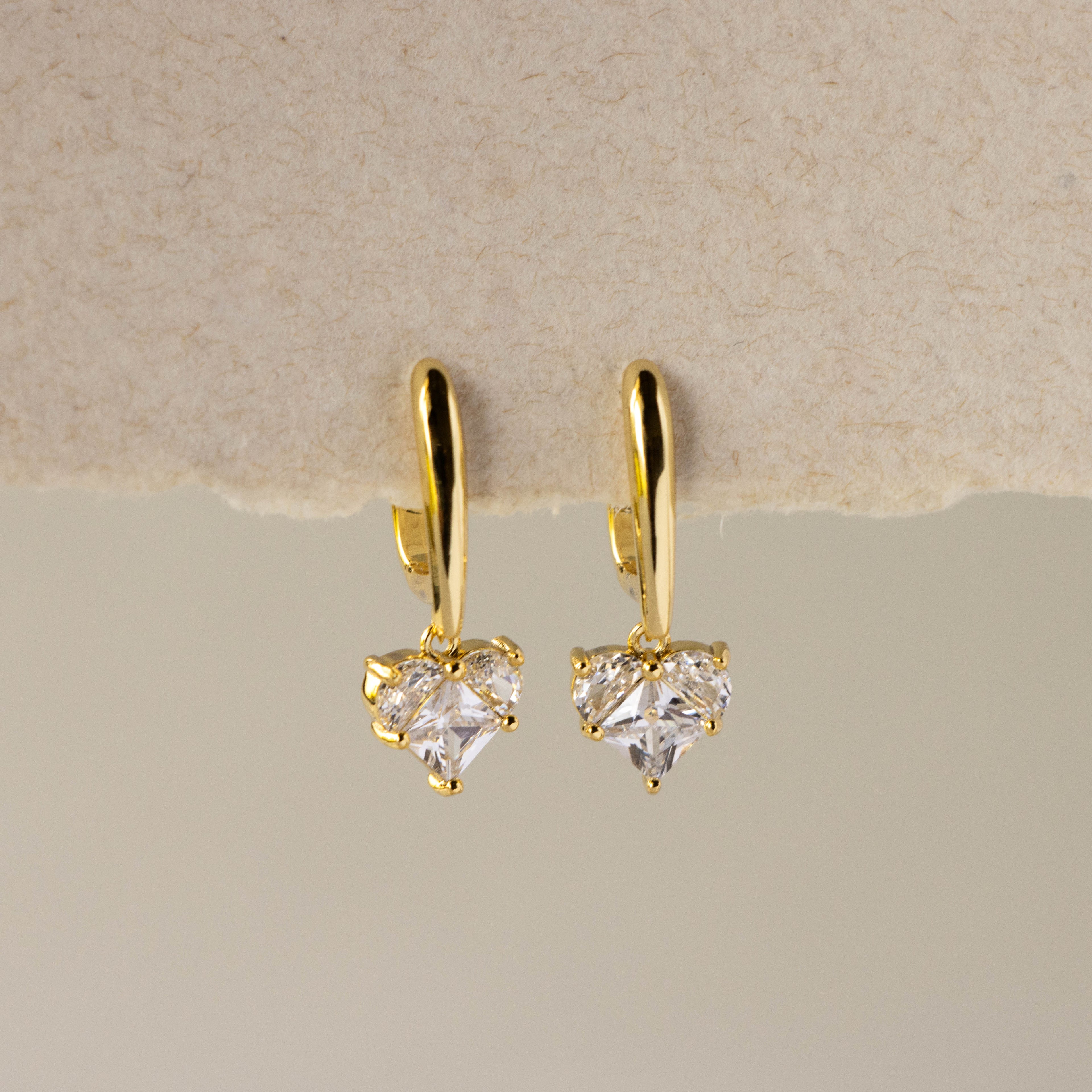 Diamond Heart Charm Link Hoops