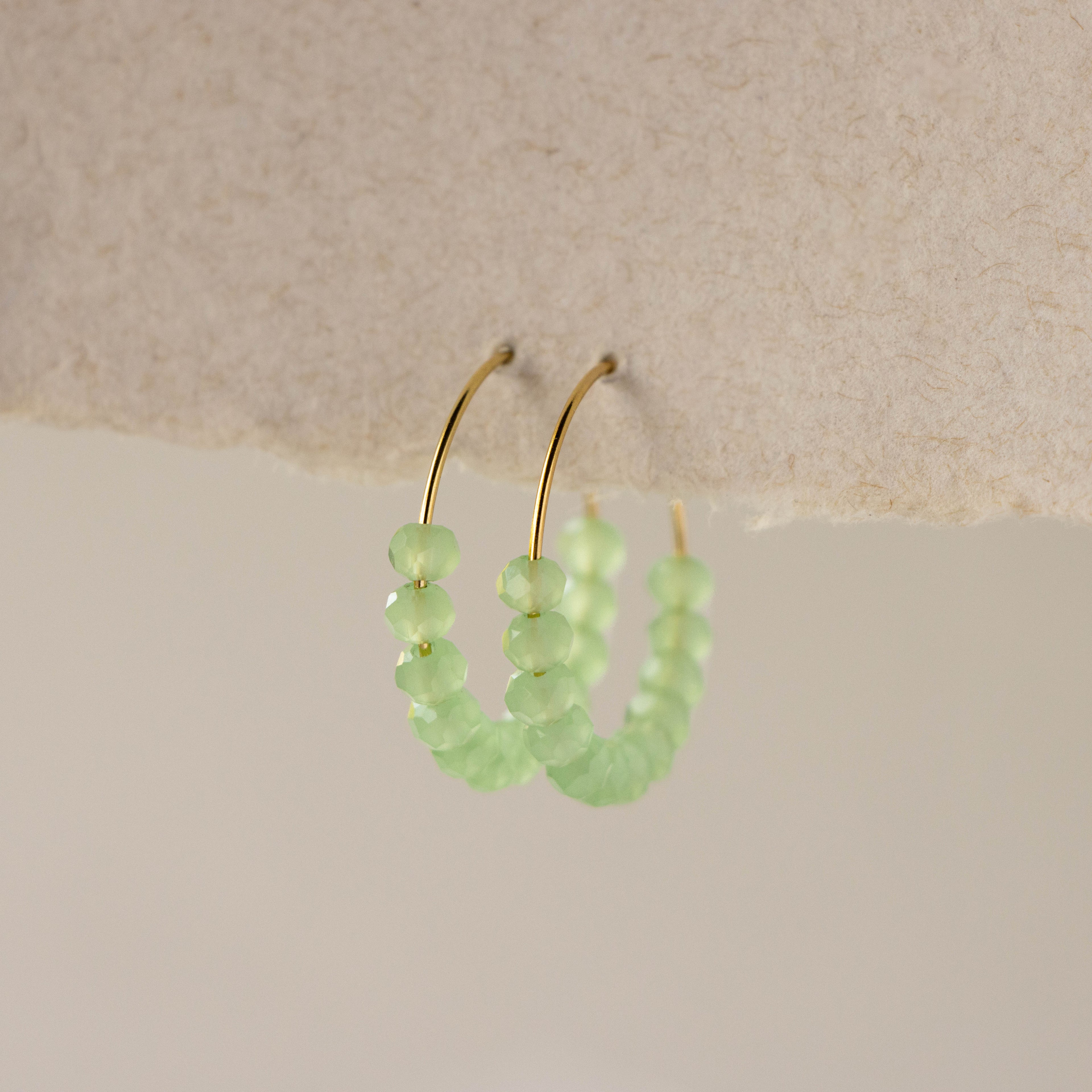 Brilliant Beaded Jade Hoops