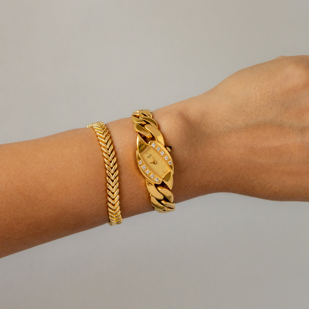Vintage Rado Diastar Pave Gold Watch