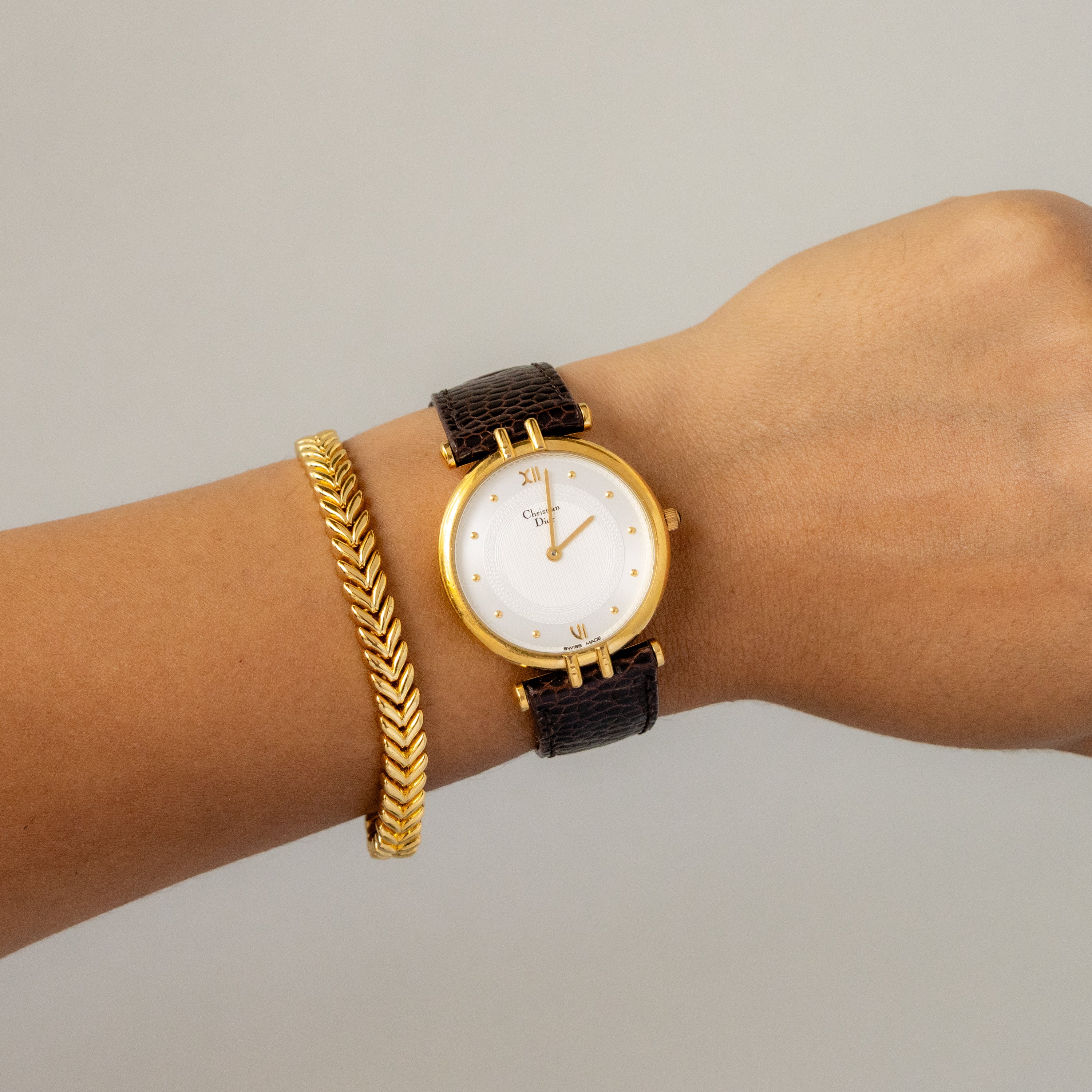 Vintage Christian Dior Swiss Round Gold Watch