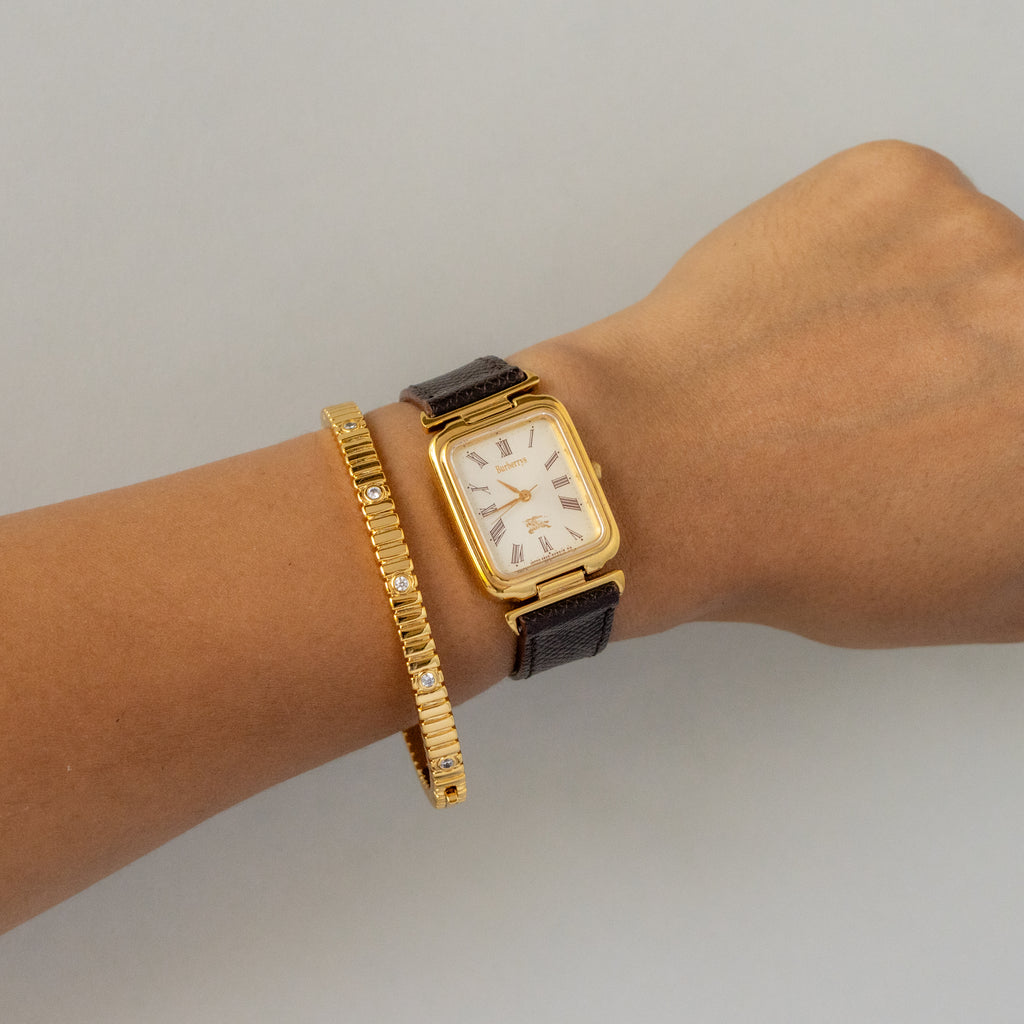 Vintage Burberrys Rectangular Gold Watch