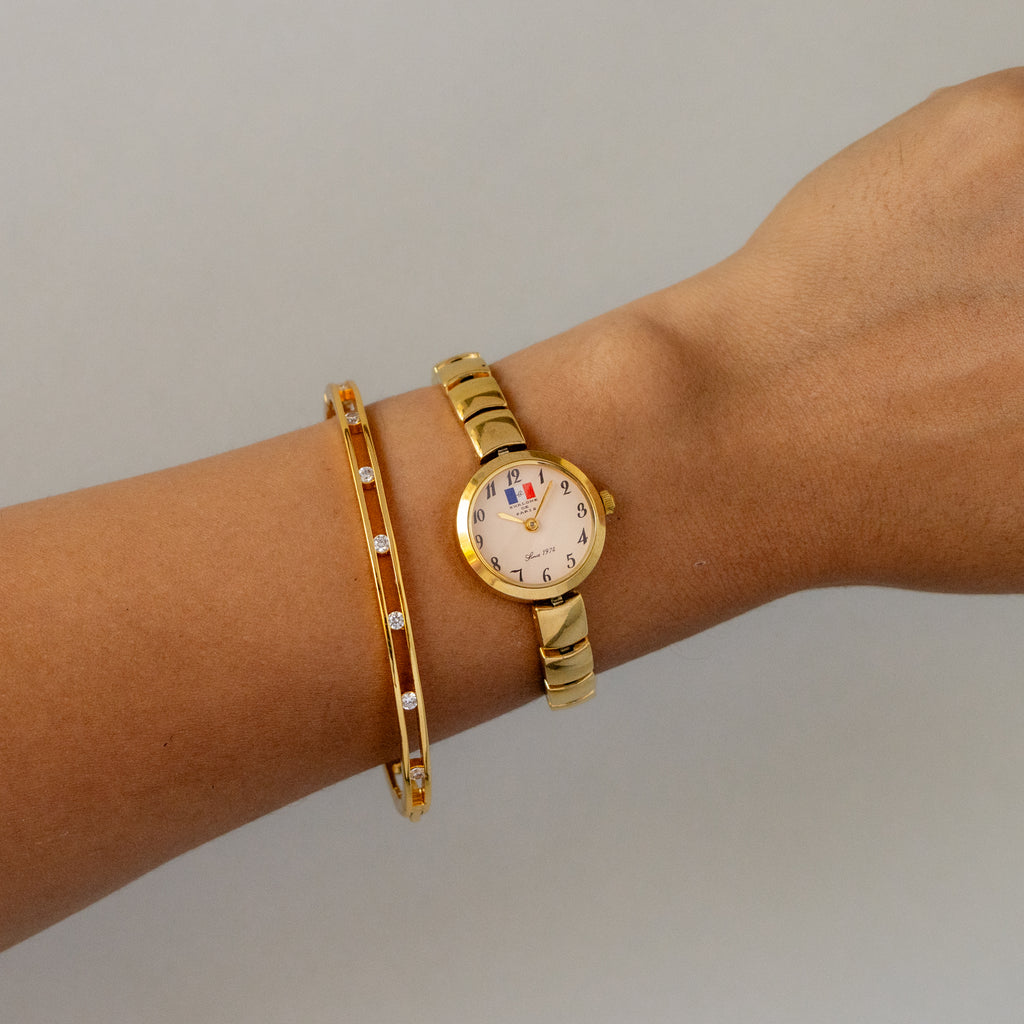 Vintage Shalone De Paris Round Gold Watch
